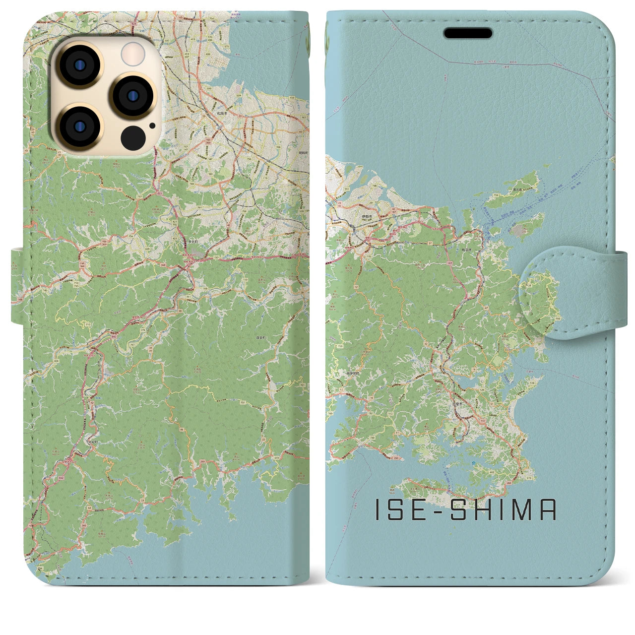 【伊勢志摩】地図柄iPhoneケース（手帳両面タイプ・ナチュラル）iPhone 12 Pro Max 用