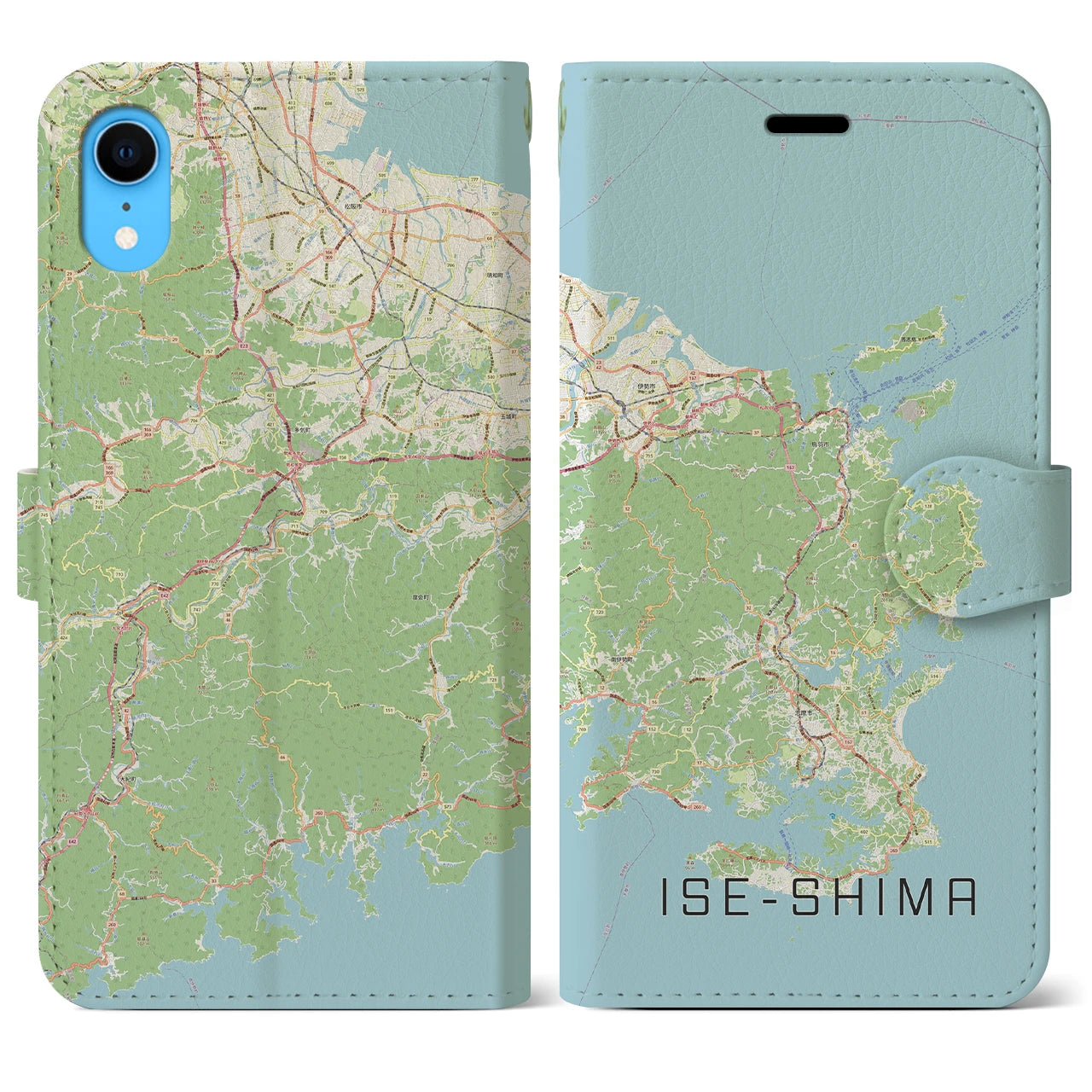【伊勢志摩】地図柄iPhoneケース（手帳両面タイプ・ナチュラル）iPhone XR 用