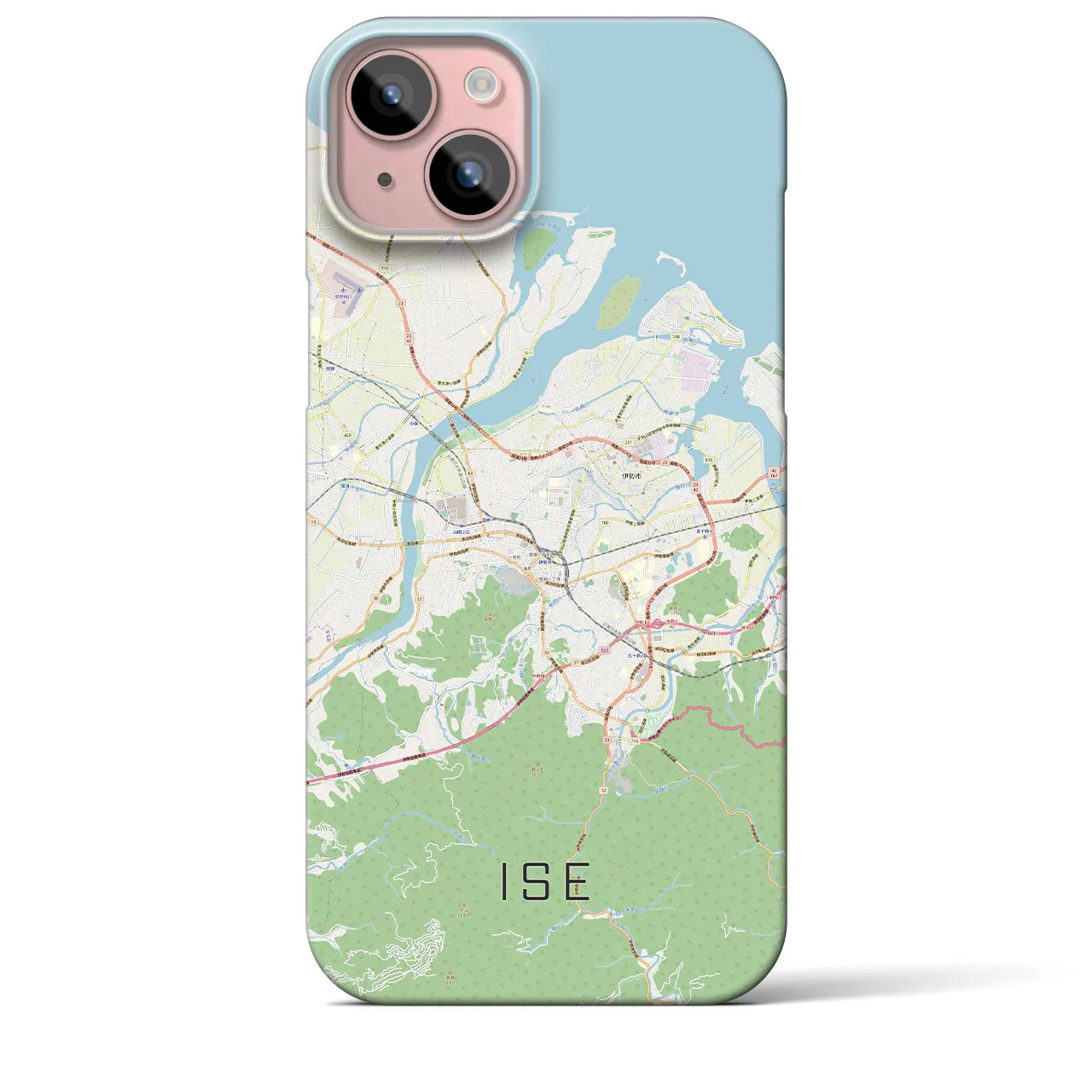 【伊勢】地図柄iPhoneケース（バックカバータイプ・ナチュラル）iPhone 15 Plus 用
