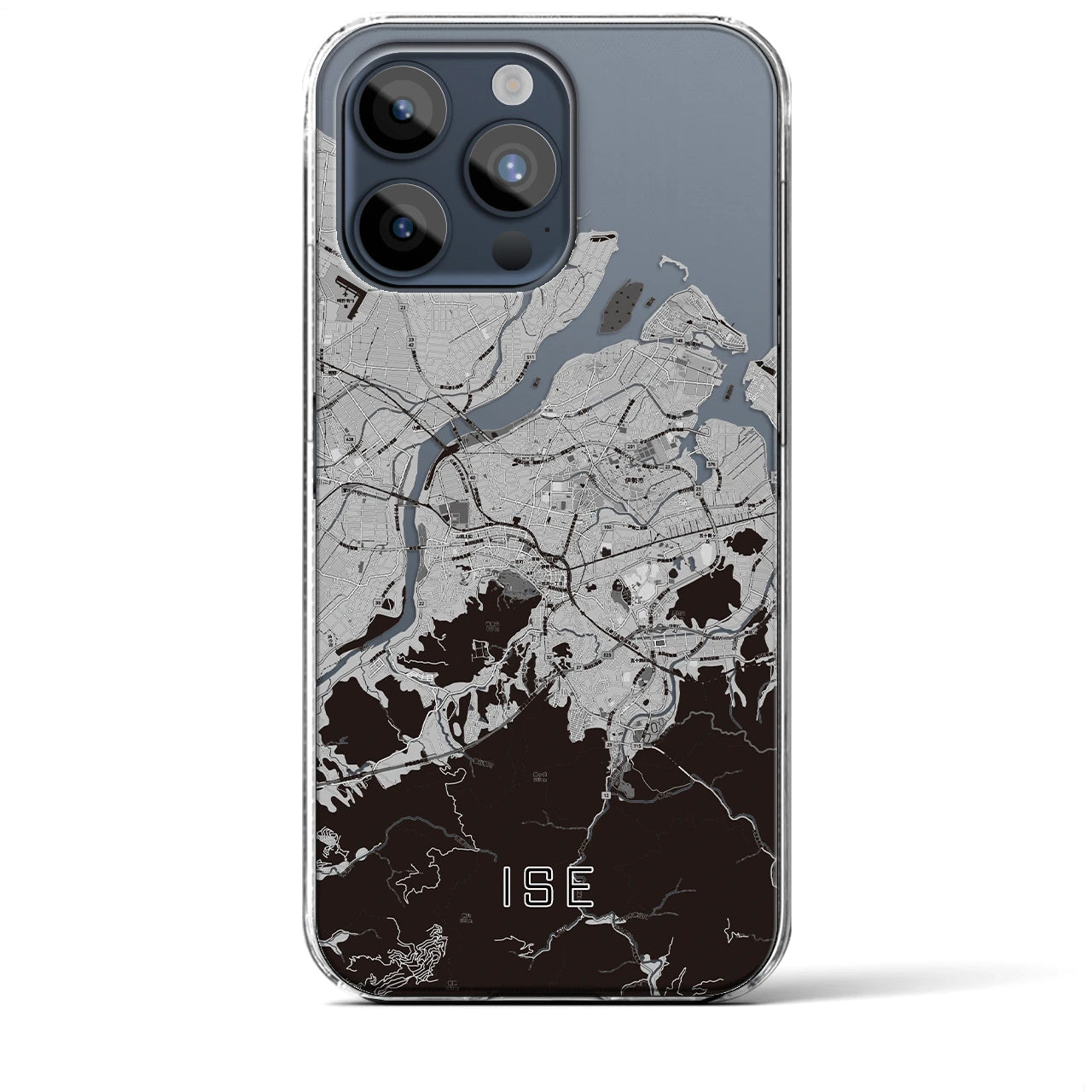 【伊勢】地図柄iPhoneケース（クリアタイプ・モノトーン）iPhone 15 Pro Max 用