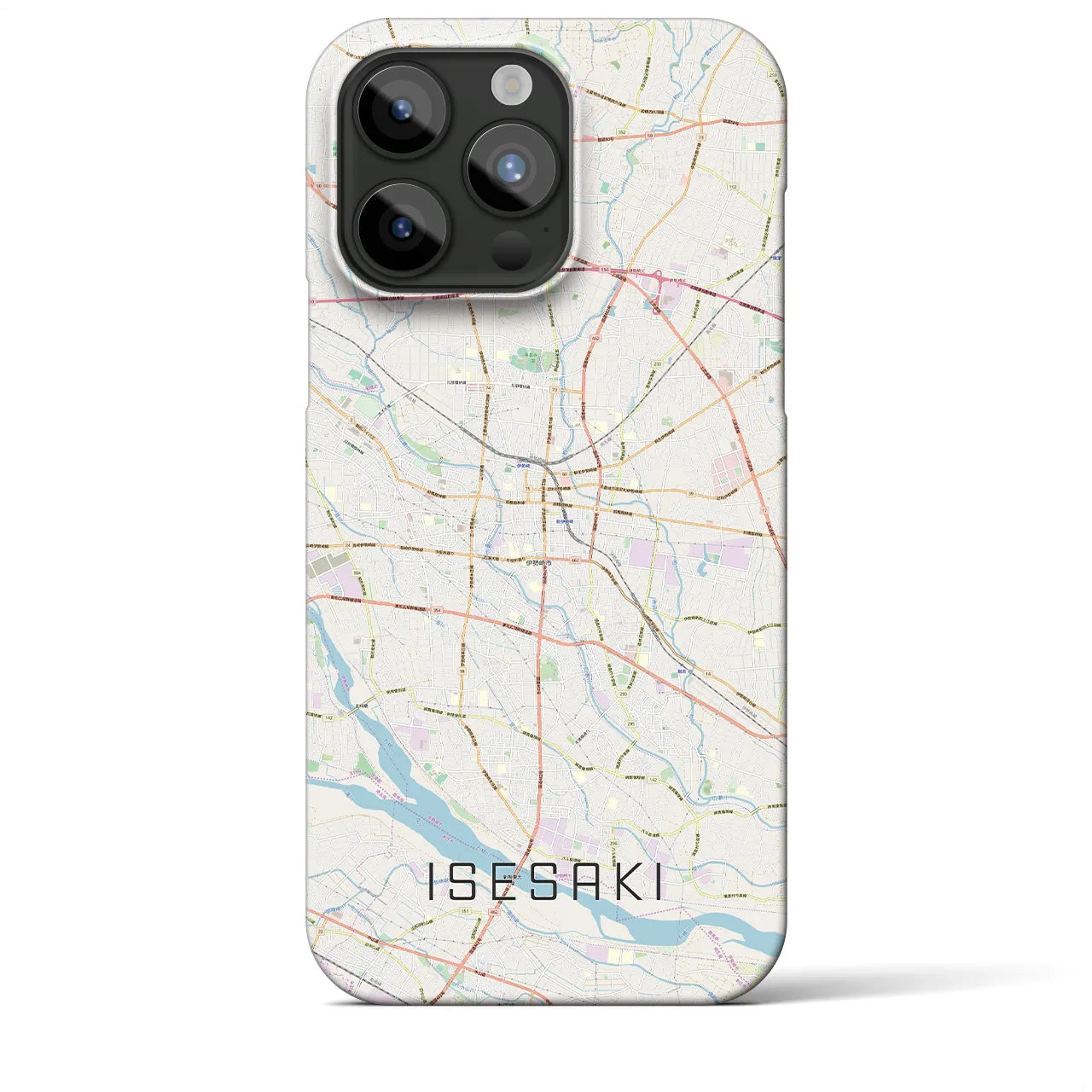 【伊勢崎】地図柄iPhoneケース（バックカバータイプ・ナチュラル）iPhone 15 Pro Max 用