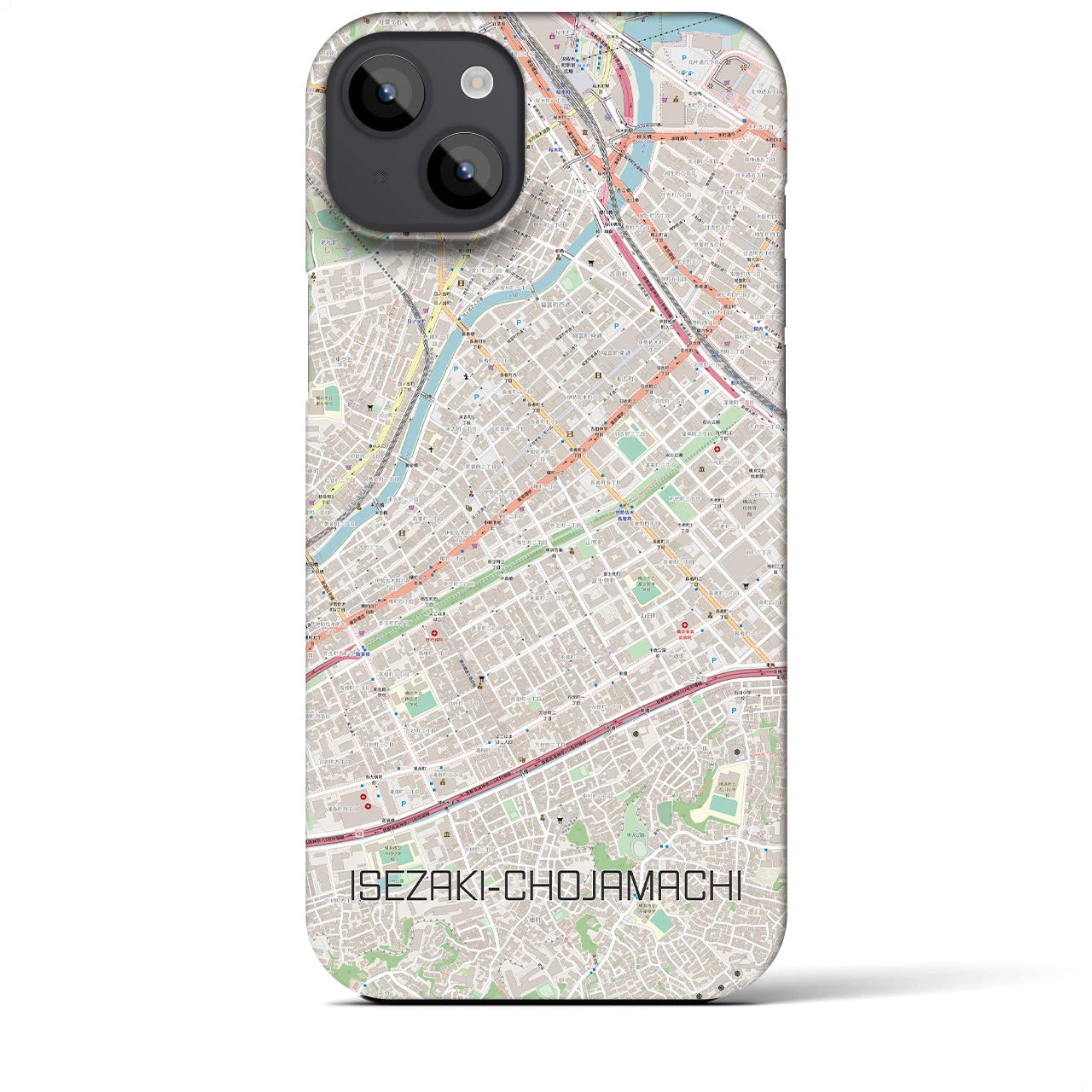 【伊勢佐木長者町】地図柄iPhoneケース（バックカバータイプ・ナチュラル）iPhone 14 Plus 用