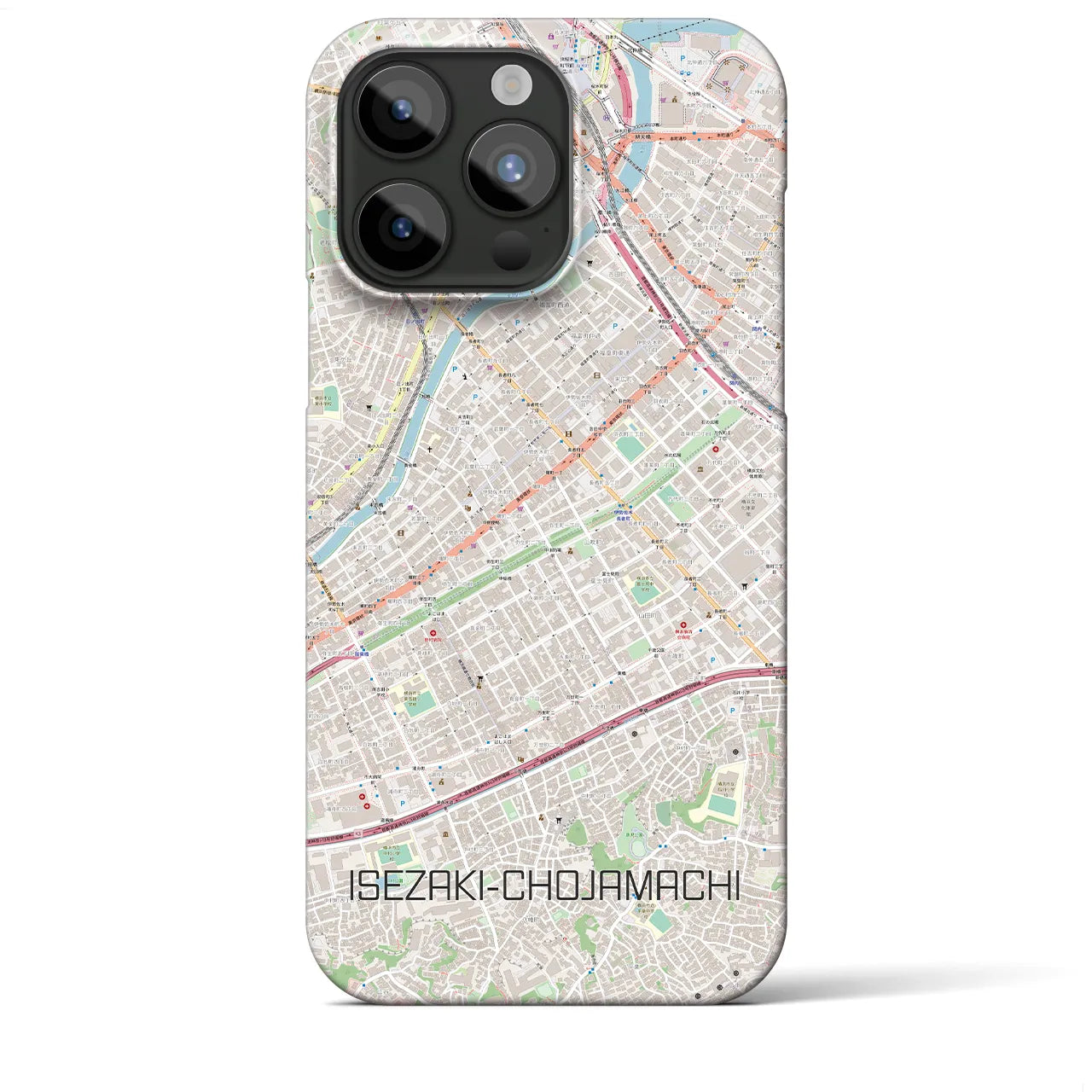 【伊勢佐木長者町】地図柄iPhoneケース（バックカバータイプ・ナチュラル）iPhone 15 Pro Max 用