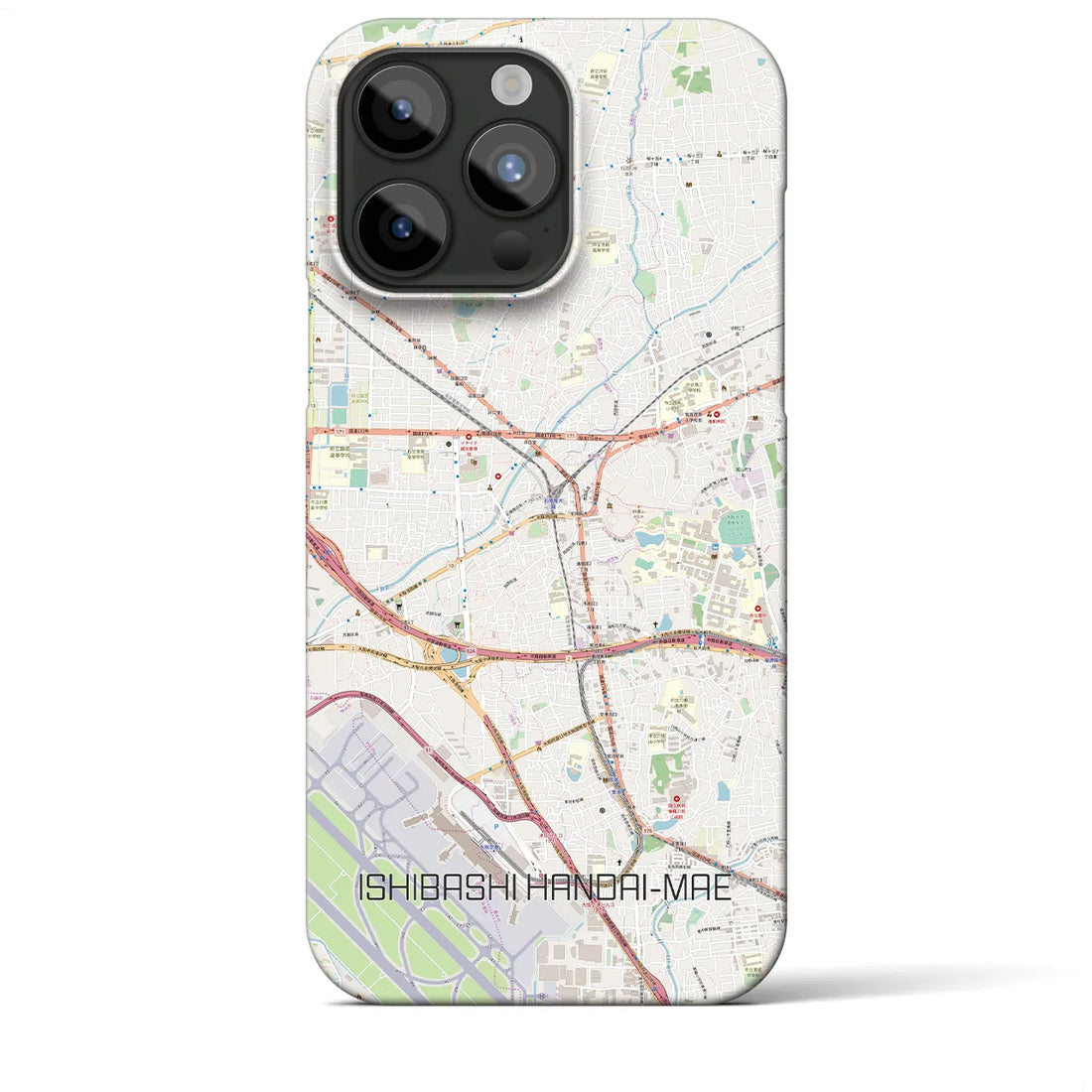 【石橋阪大前】地図柄iPhoneケース（バックカバータイプ・ナチュラル）iPhone 15 Pro Max 用