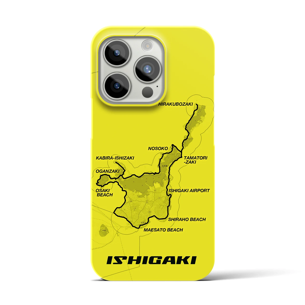 Recipro × Crossfield【石垣】地図柄iPhoneケース（バックカバータイプ・イエロー）iPhone 15 Pro 用