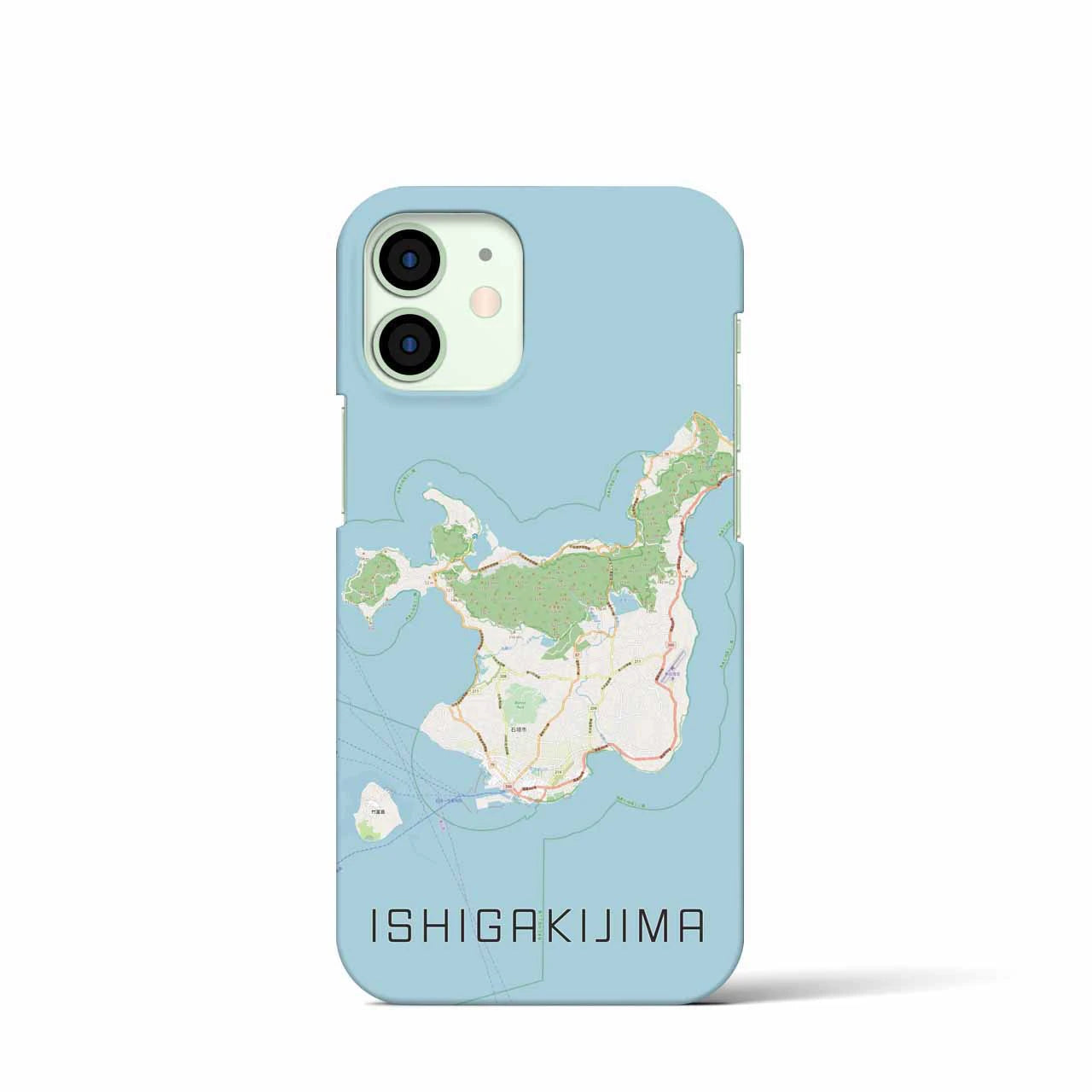 【石垣島】地図柄iPhoneケース（バックカバータイプ・ナチュラル）iPhone 12 mini 用