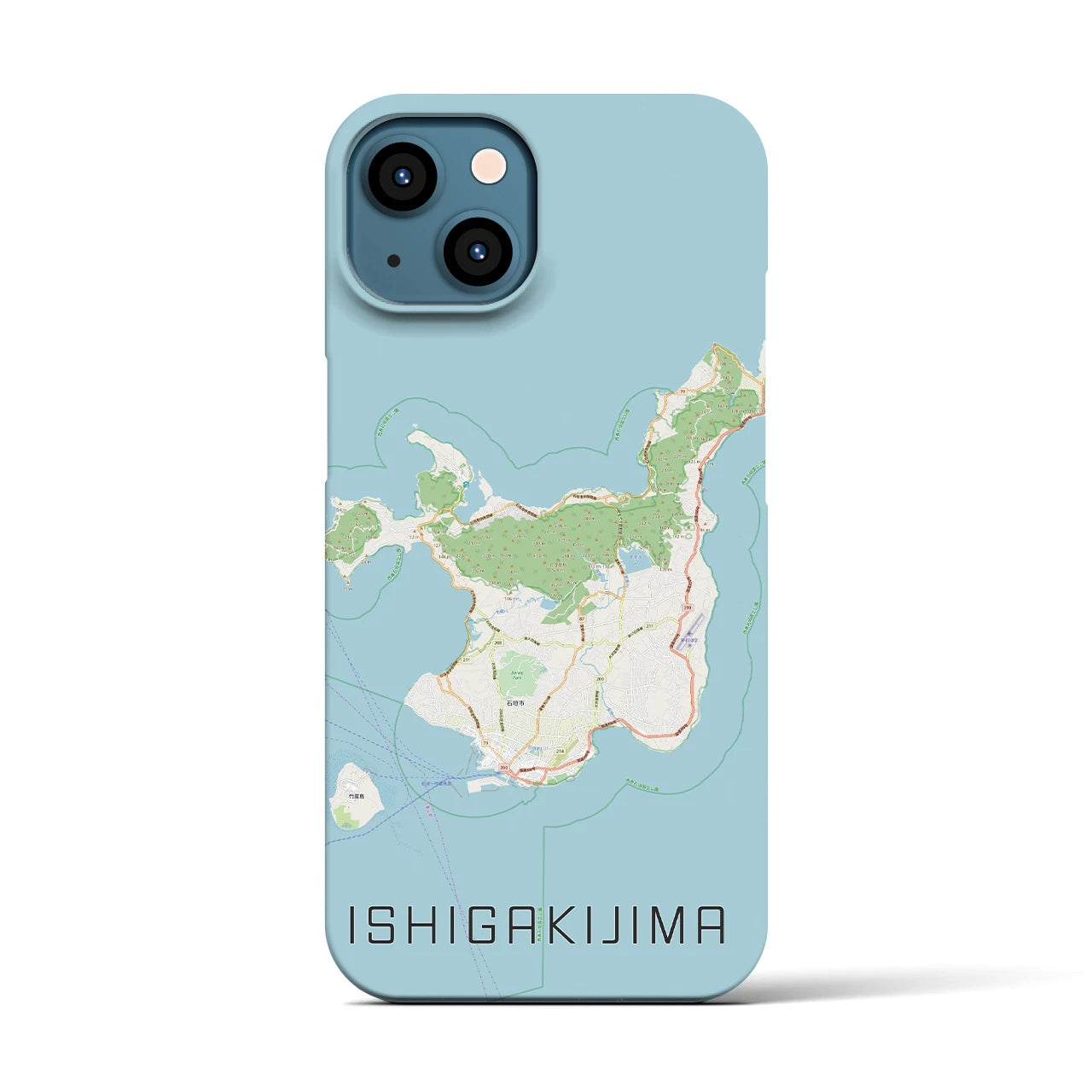 【石垣島】地図柄iPhoneケース（バックカバータイプ・ナチュラル）iPhone 13 用