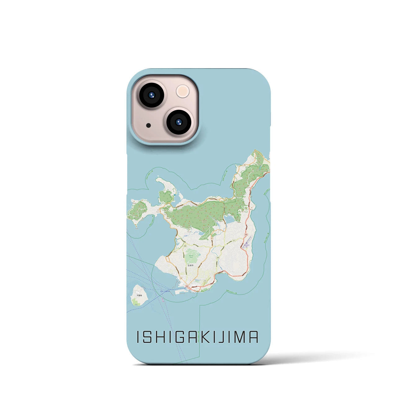【石垣島】地図柄iPhoneケース（バックカバータイプ・ナチュラル）iPhone 13 mini 用