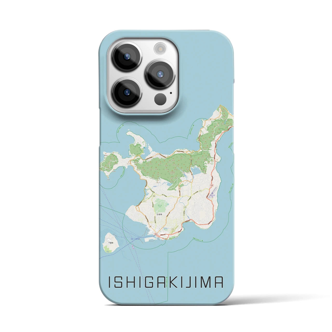 【石垣島】地図柄iPhoneケース（バックカバータイプ・ナチュラル）iPhone 14 Pro 用