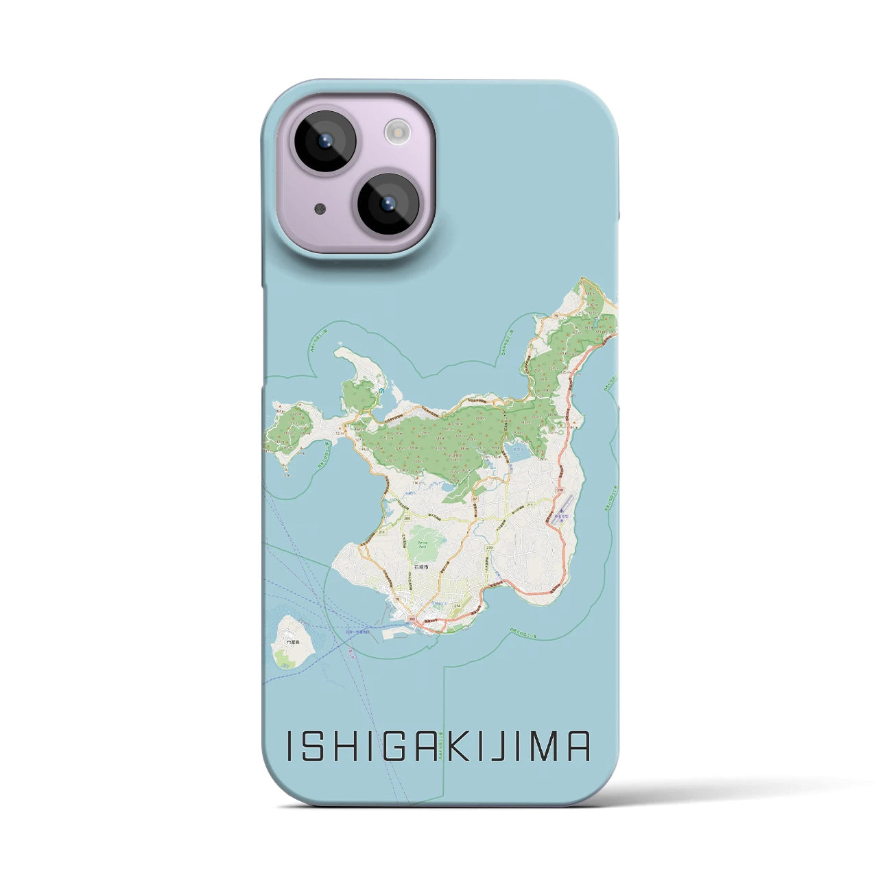 【石垣島】地図柄iPhoneケース（バックカバータイプ・ナチュラル）iPhone 14 用