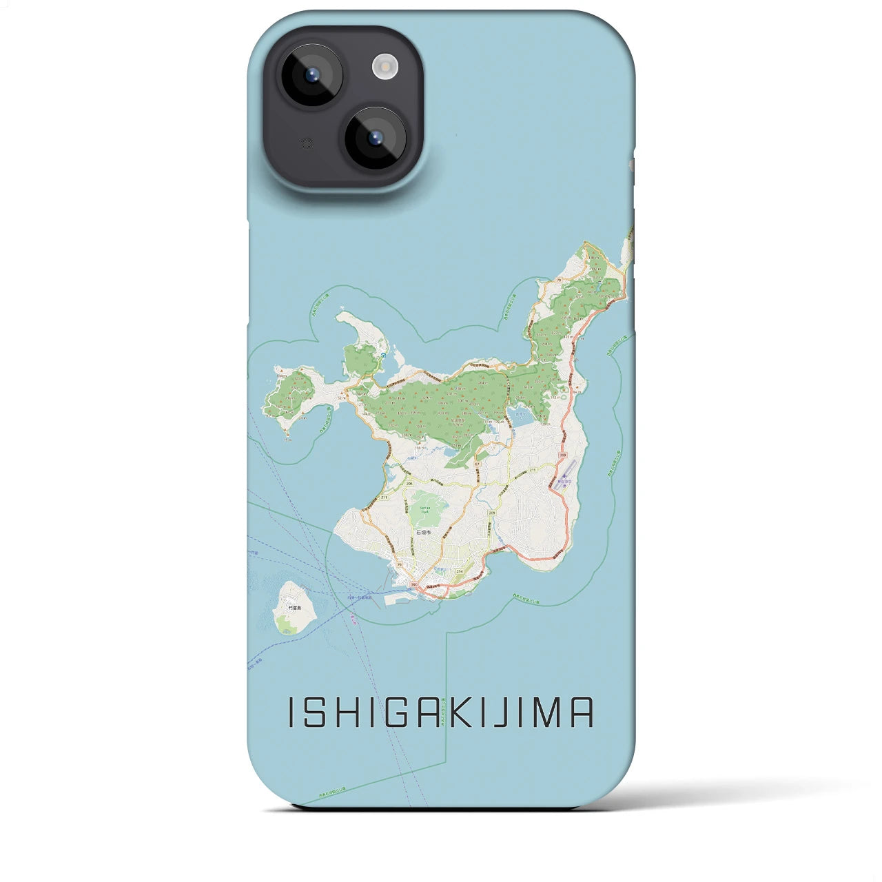 【石垣島】地図柄iPhoneケース（バックカバータイプ・ナチュラル）iPhone 14 Plus 用