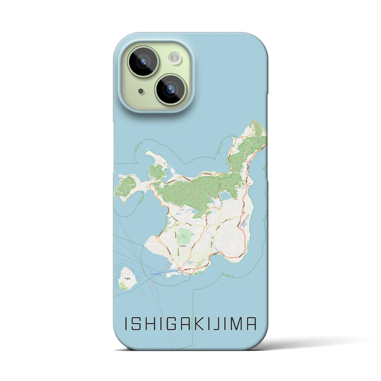 【石垣島】地図柄iPhoneケース（バックカバータイプ・ナチュラル）iPhone 15 用