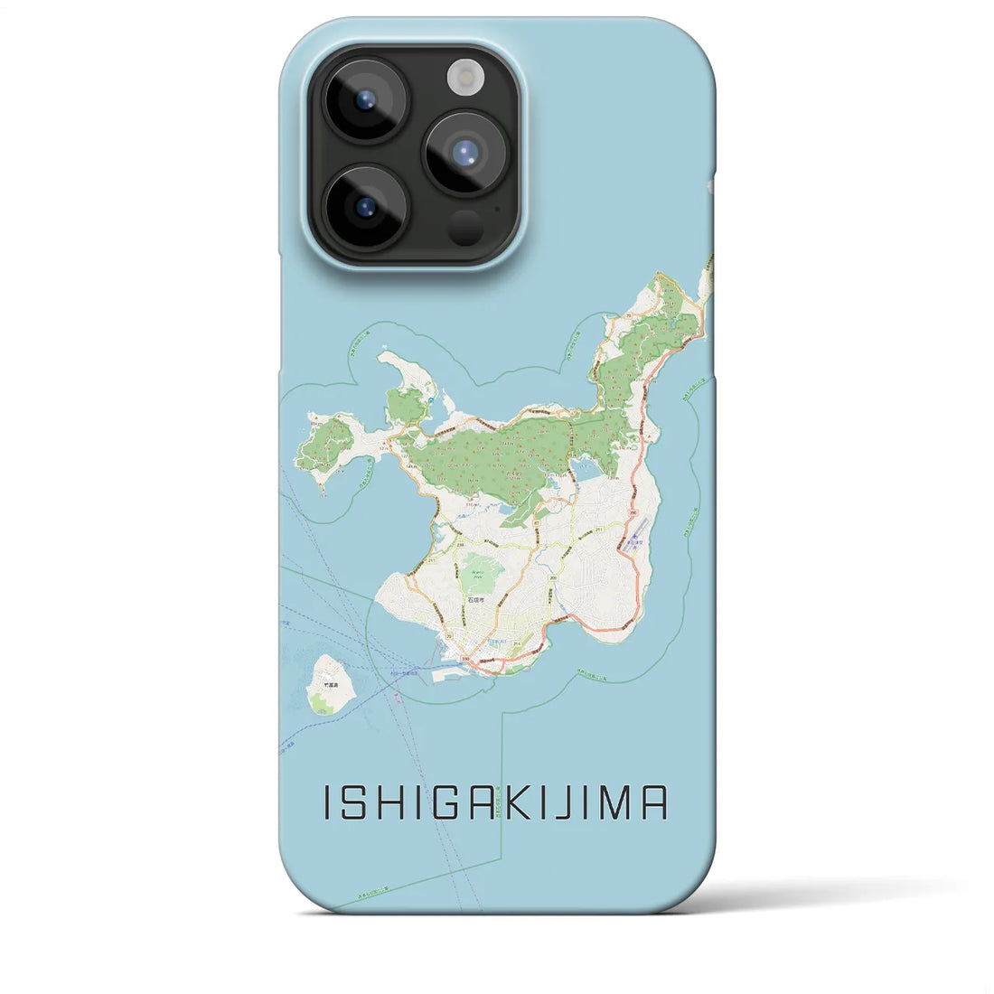 【石垣島】地図柄iPhoneケース（バックカバータイプ・ナチュラル）iPhone 15 Pro Max 用