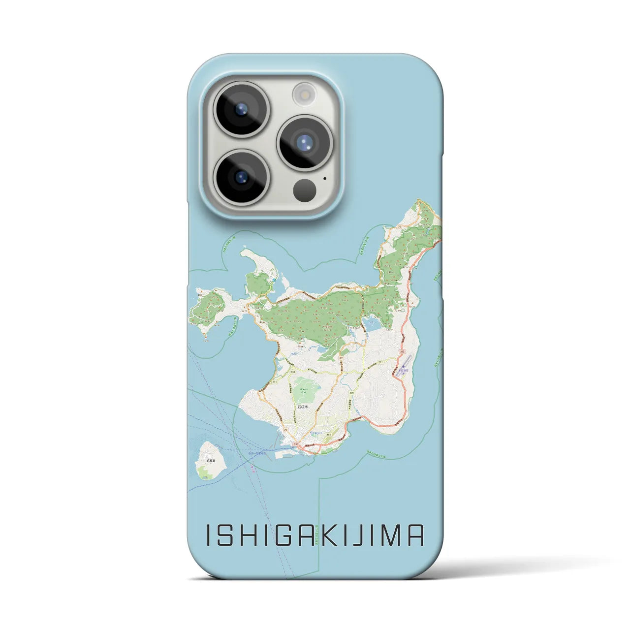 【石垣島】地図柄iPhoneケース（バックカバータイプ・ナチュラル）iPhone 15 Pro 用