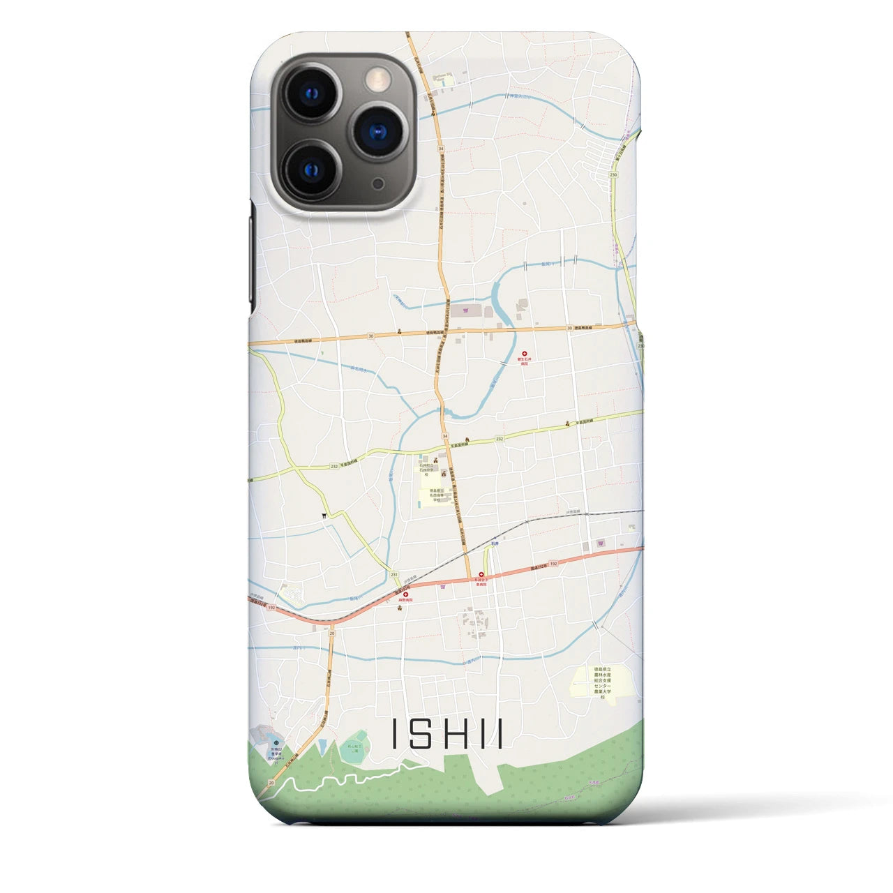【石井】地図柄iPhoneケース（バックカバータイプ・ナチュラル）iPhone 11 Pro Max 用