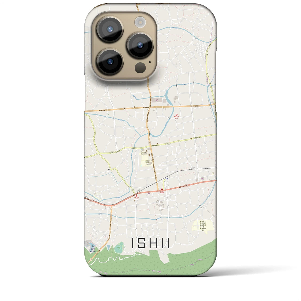 【石井】地図柄iPhoneケース（バックカバータイプ・ナチュラル）iPhone 14 Pro Max 用