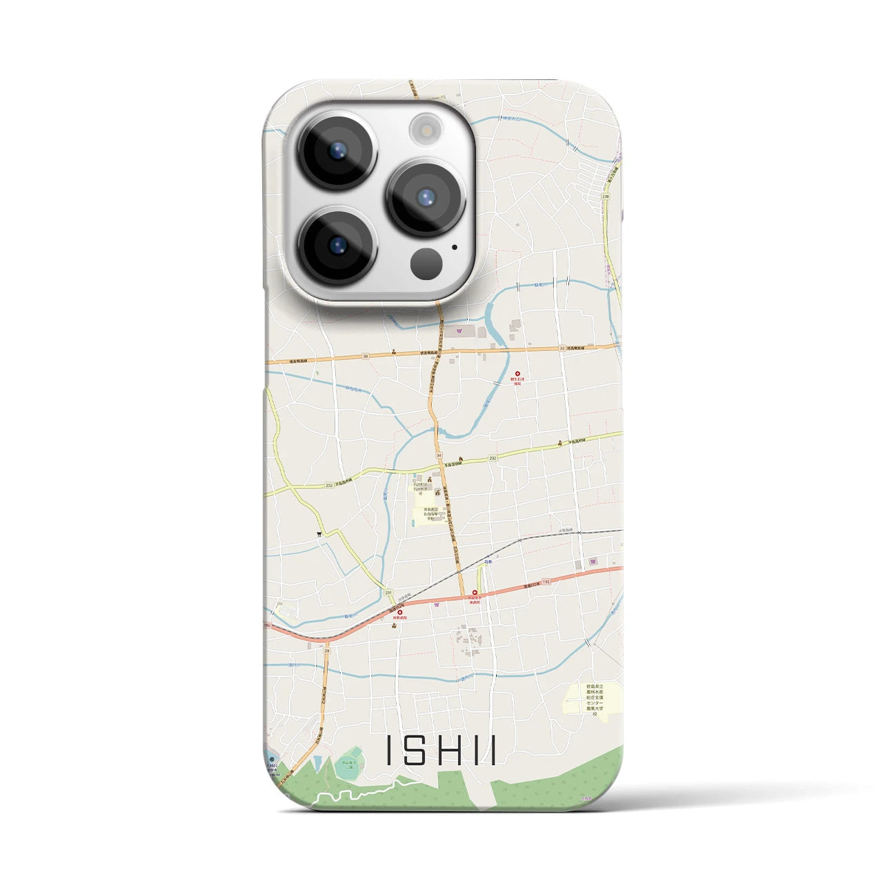【石井】地図柄iPhoneケース（バックカバータイプ・ナチュラル）iPhone 14 Pro 用