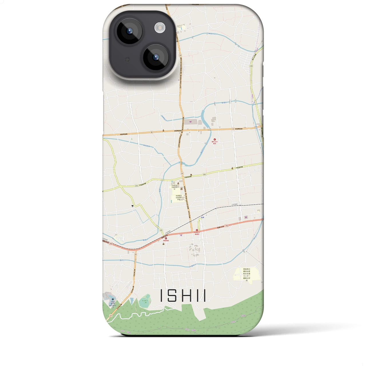 【石井】地図柄iPhoneケース（バックカバータイプ・ナチュラル）iPhone 14 Plus 用