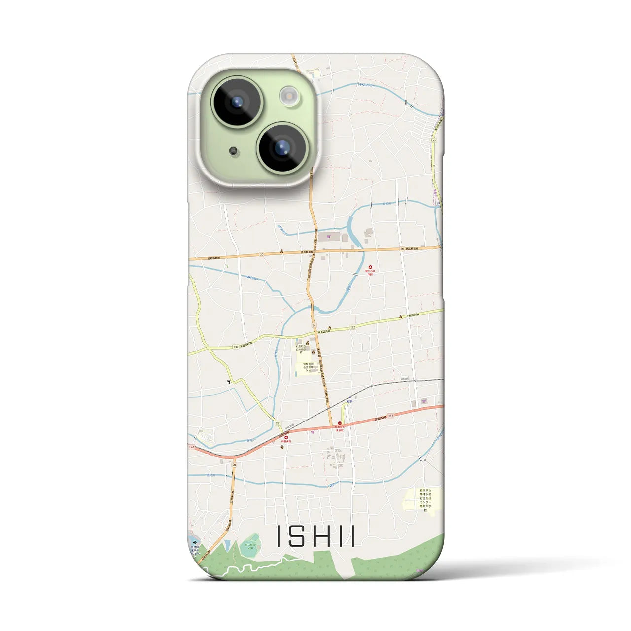 【石井】地図柄iPhoneケース（バックカバータイプ・ナチュラル）iPhone 15 用