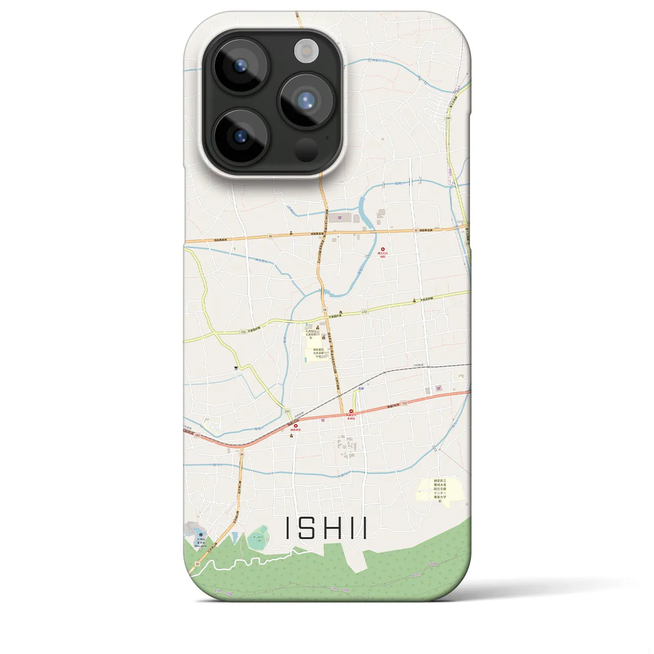 【石井】地図柄iPhoneケース（バックカバータイプ・ナチュラル）iPhone 15 Pro Max 用