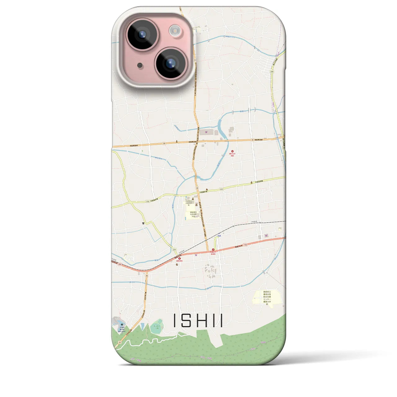【石井】地図柄iPhoneケース（バックカバータイプ・ナチュラル）iPhone 15 Plus 用