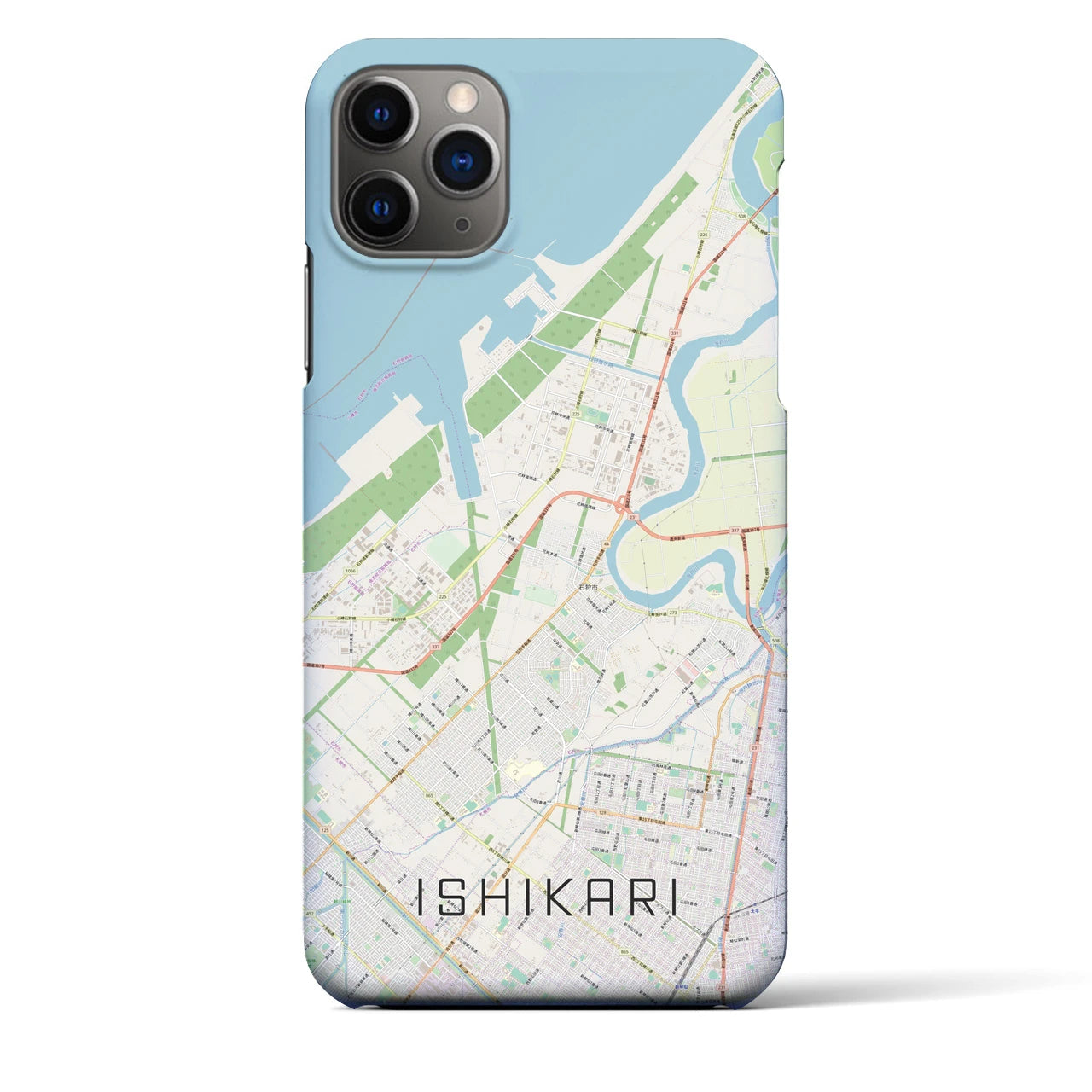 【石狩】地図柄iPhoneケース（バックカバータイプ・ナチュラル）iPhone 11 Pro Max 用