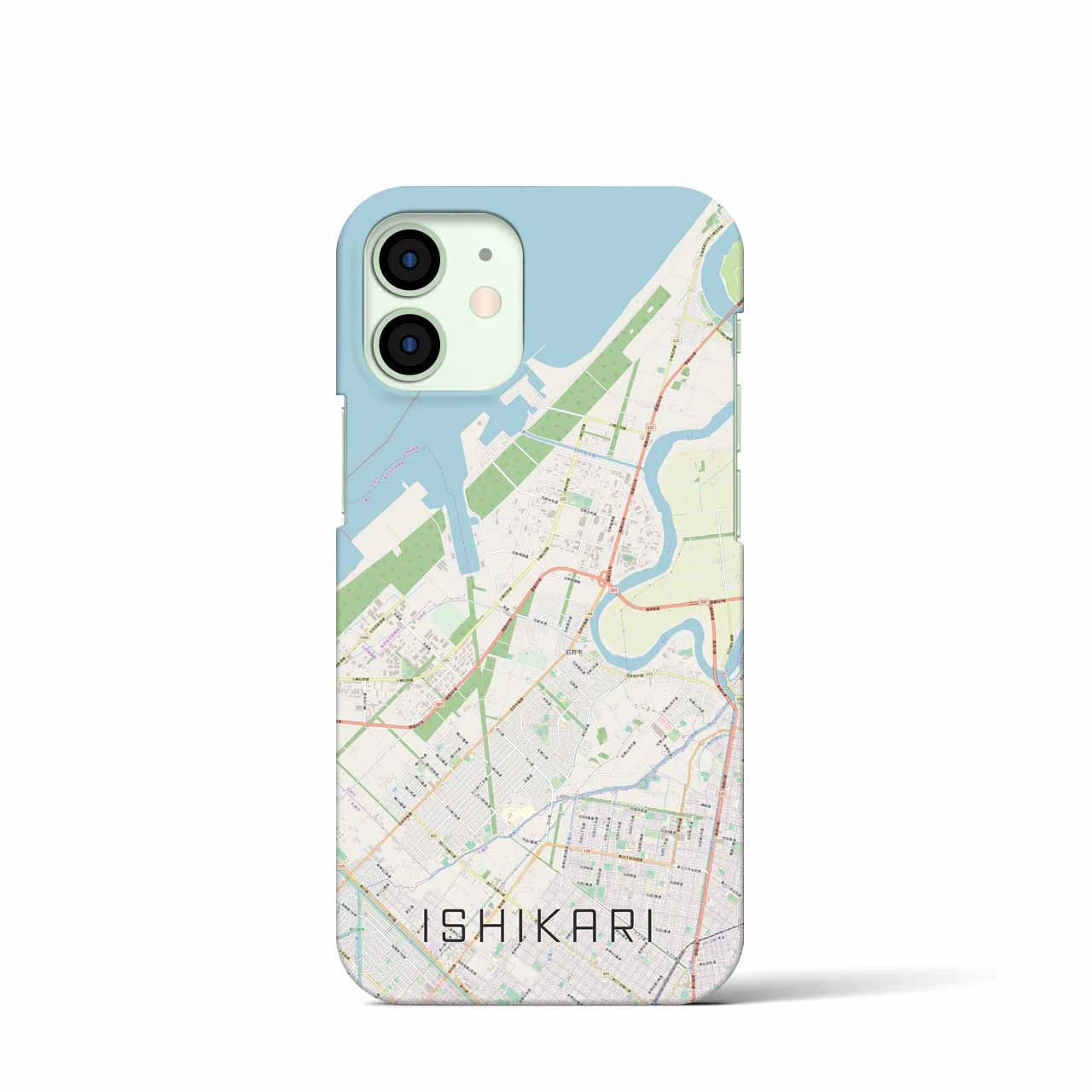 【石狩】地図柄iPhoneケース（バックカバータイプ・ナチュラル）iPhone 12 mini 用