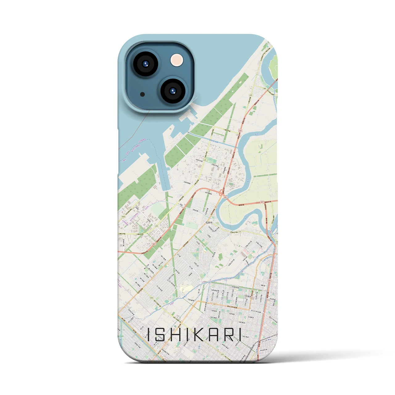 【石狩】地図柄iPhoneケース（バックカバータイプ・ナチュラル）iPhone 13 用
