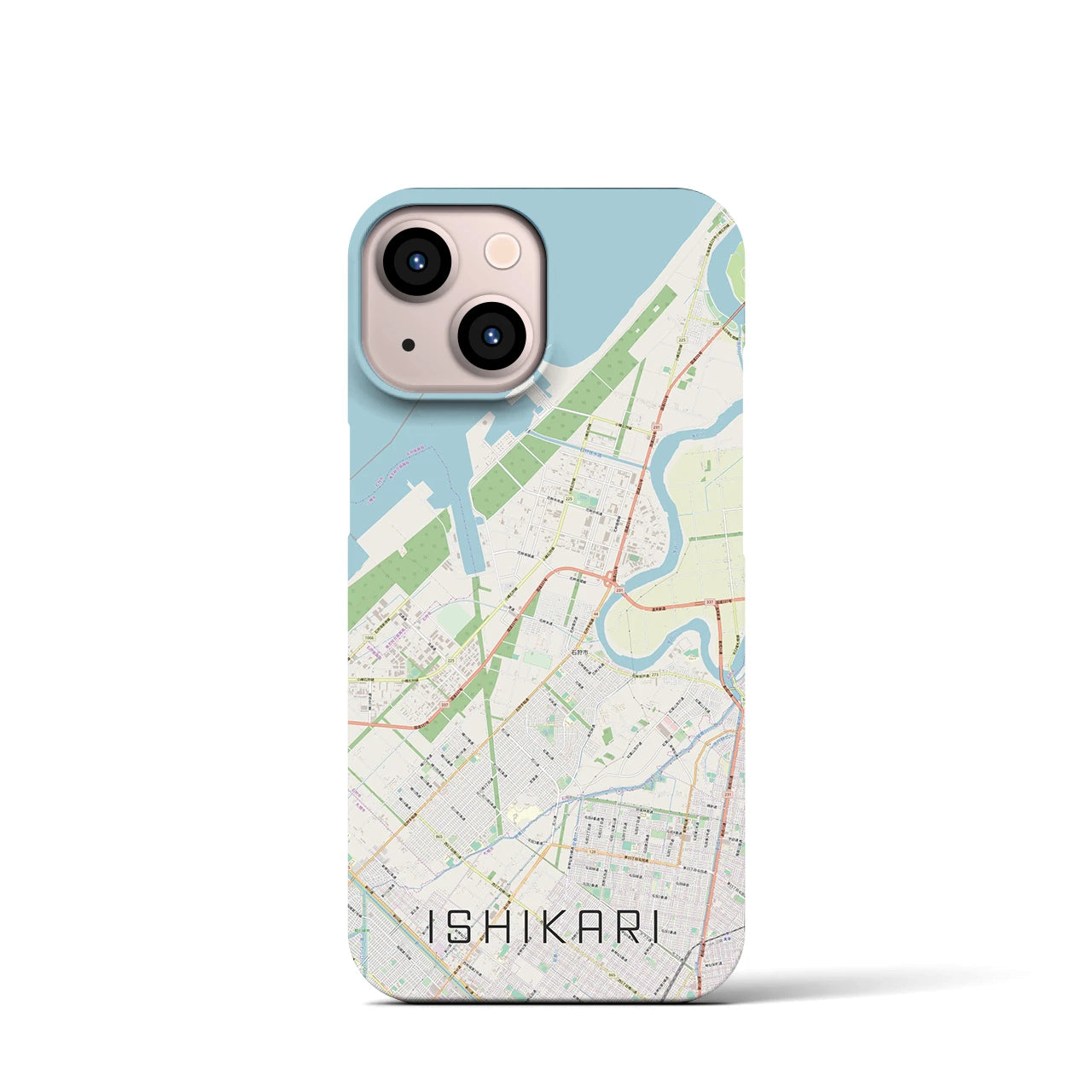 【石狩】地図柄iPhoneケース（バックカバータイプ・ナチュラル）iPhone 13 mini 用