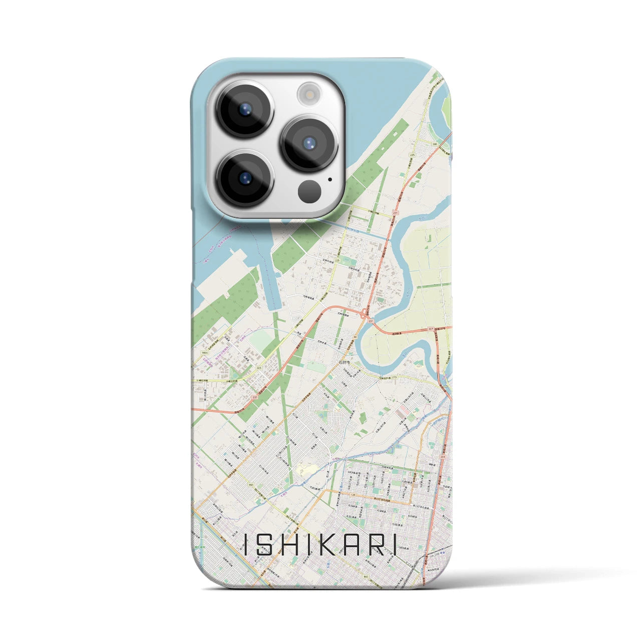 【石狩】地図柄iPhoneケース（バックカバータイプ・ナチュラル）iPhone 14 Pro 用