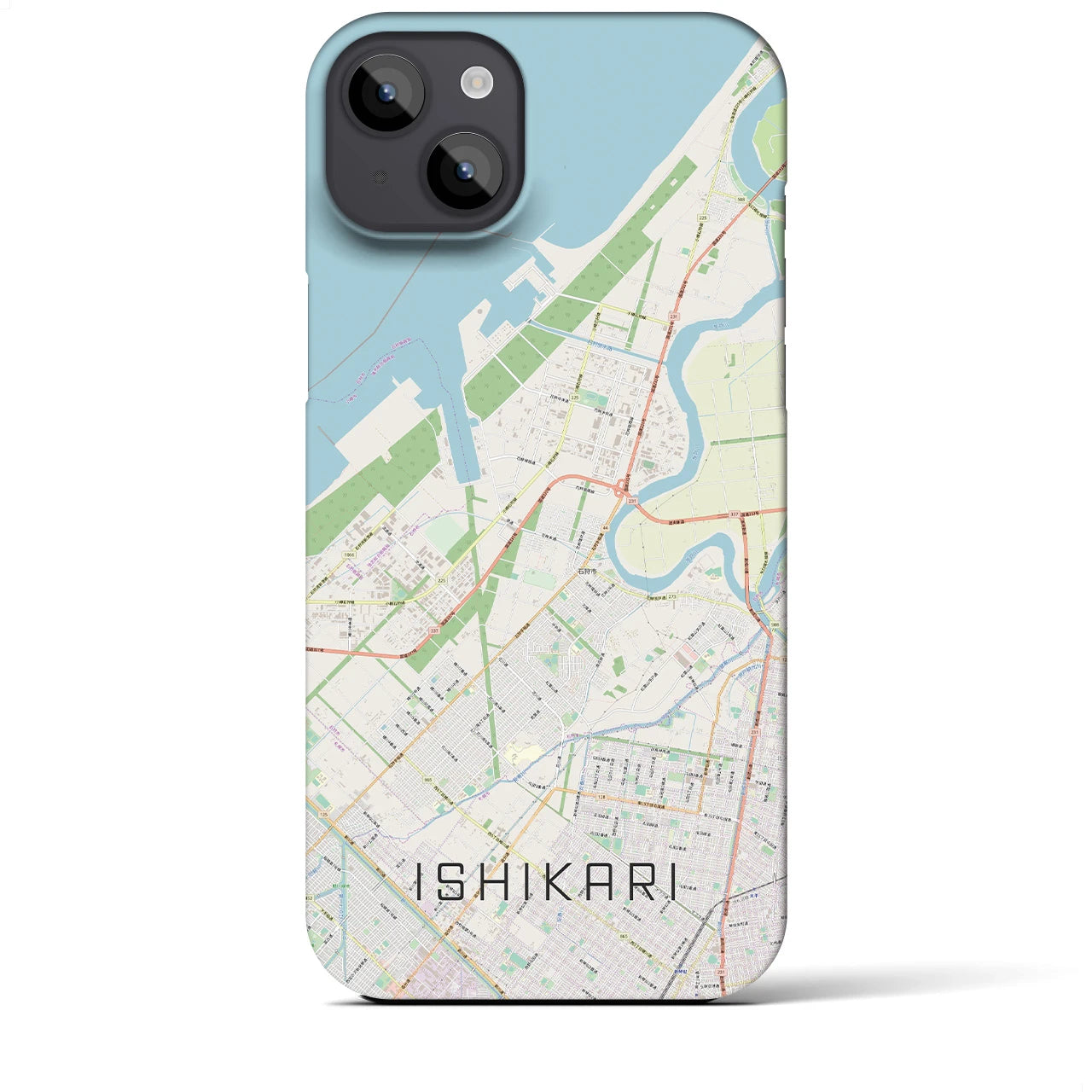 【石狩】地図柄iPhoneケース（バックカバータイプ・ナチュラル）iPhone 14 Plus 用