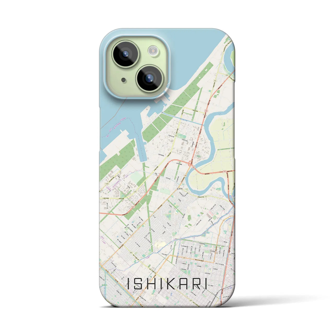 【石狩】地図柄iPhoneケース（バックカバータイプ・ナチュラル）iPhone 15 用