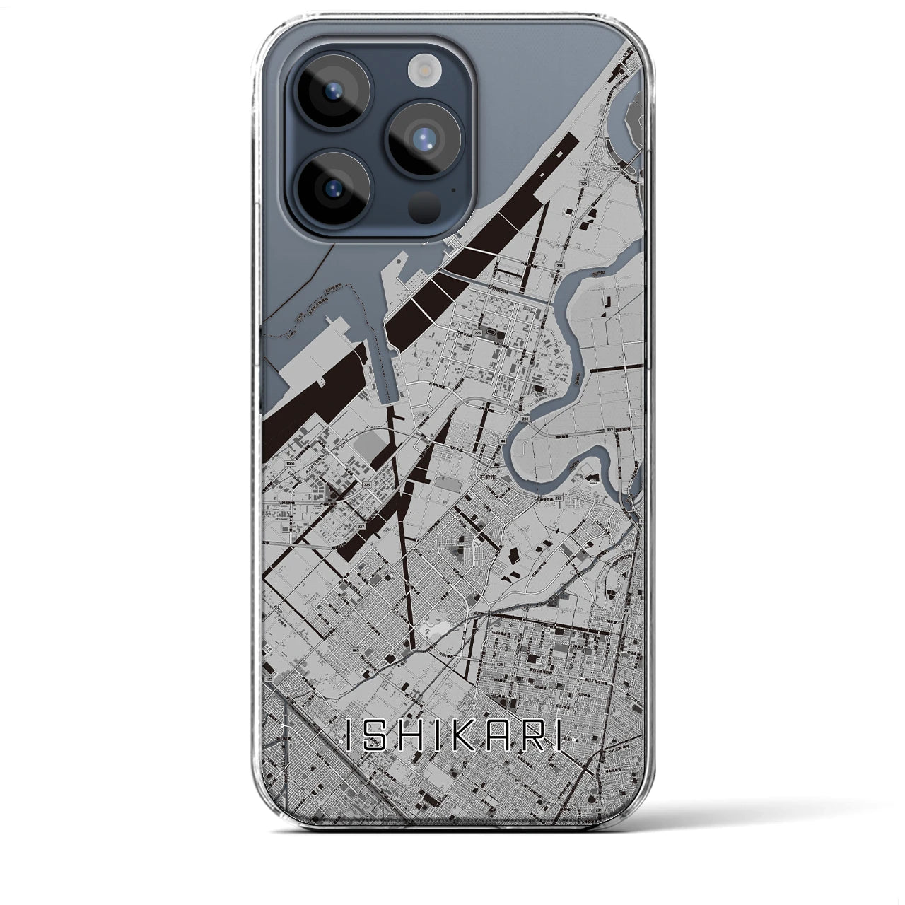 【石狩】地図柄iPhoneケース（クリアタイプ・モノトーン）iPhone 15 Pro Max 用