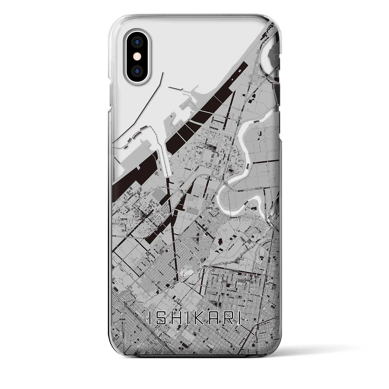 【石狩】地図柄iPhoneケース（クリアタイプ・モノトーン）iPhone XS Max 用