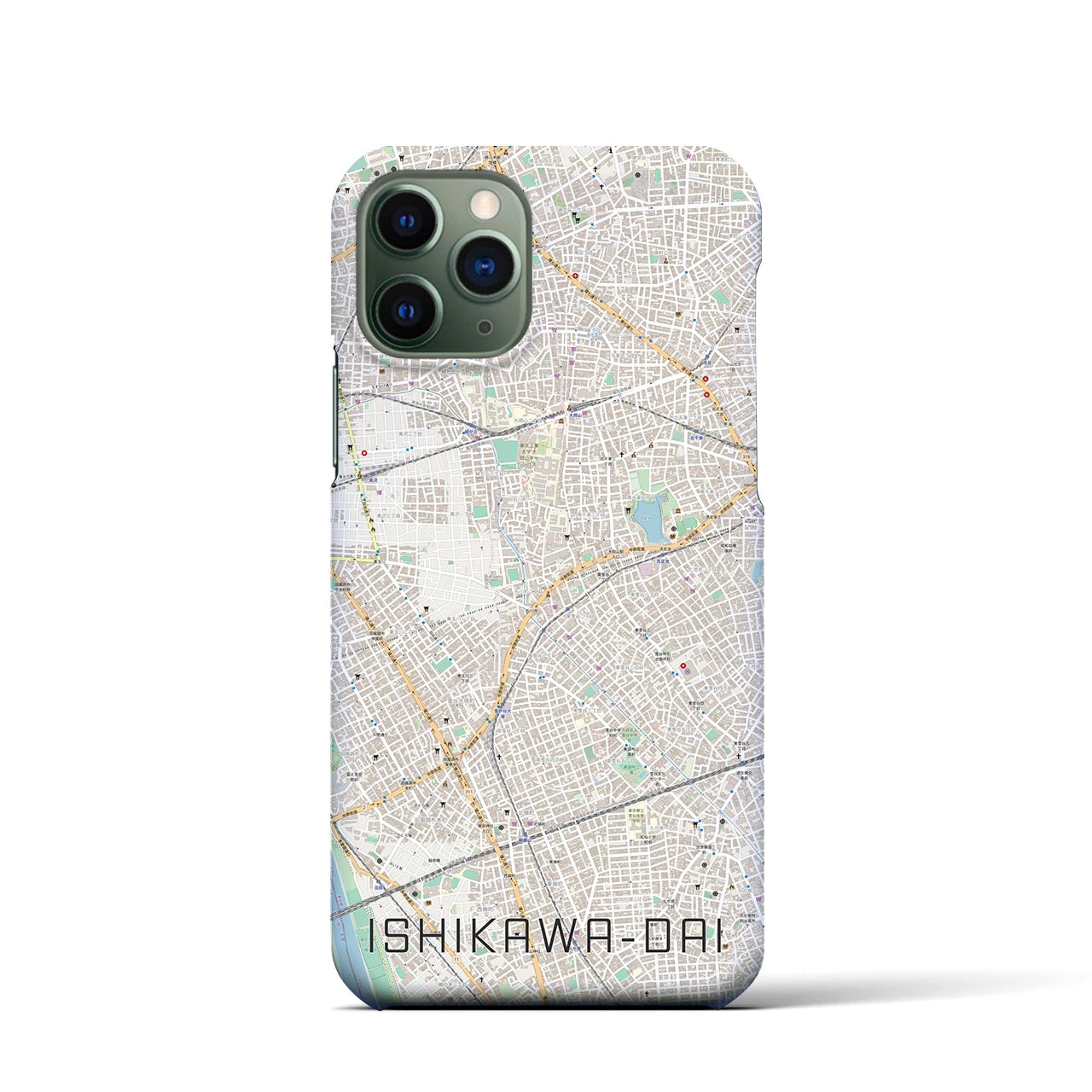 【石川台】地図柄iPhoneケース（バックカバータイプ・ナチュラル）iPhone 11 Pro 用