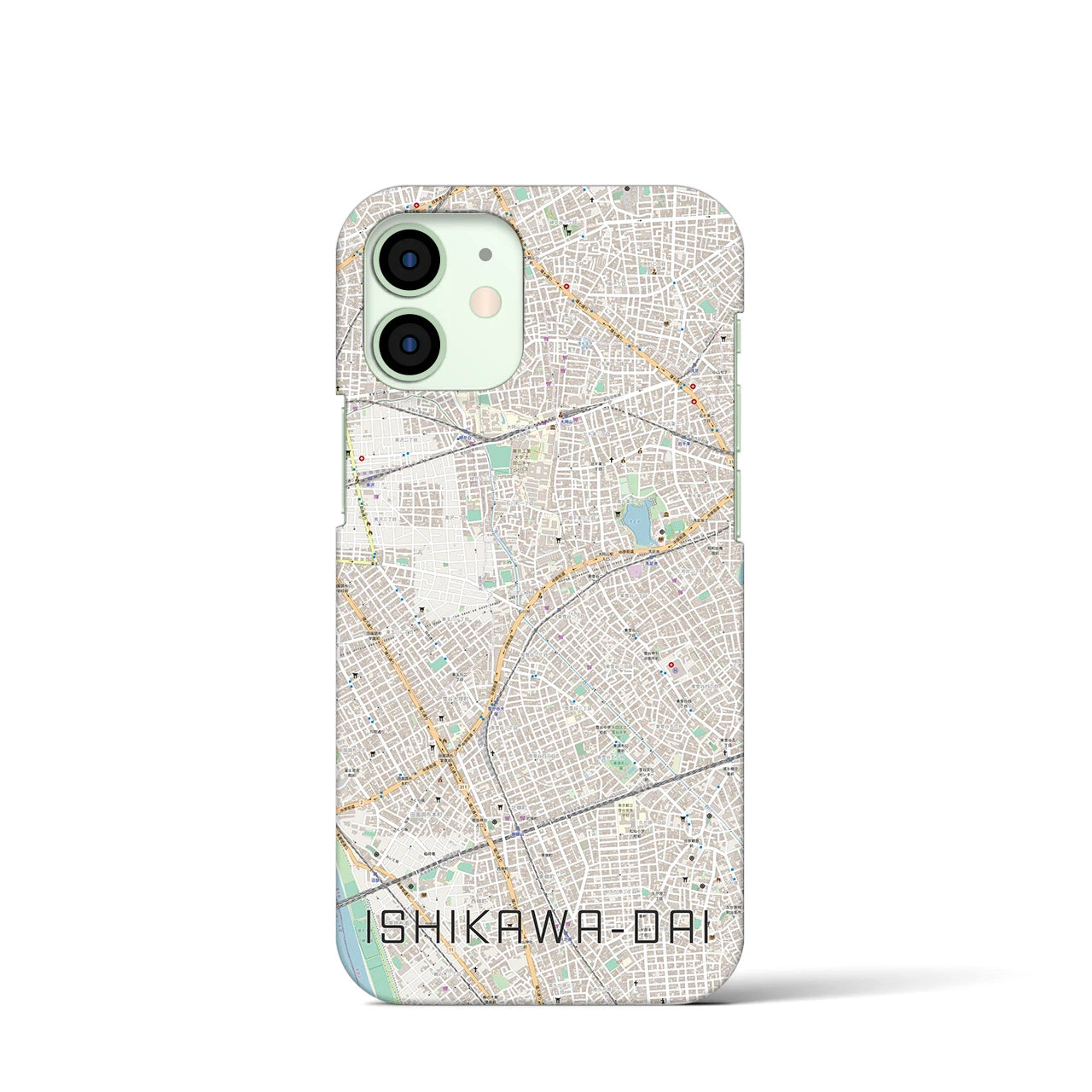 【石川台】地図柄iPhoneケース（バックカバータイプ・ナチュラル）iPhone 12 mini 用