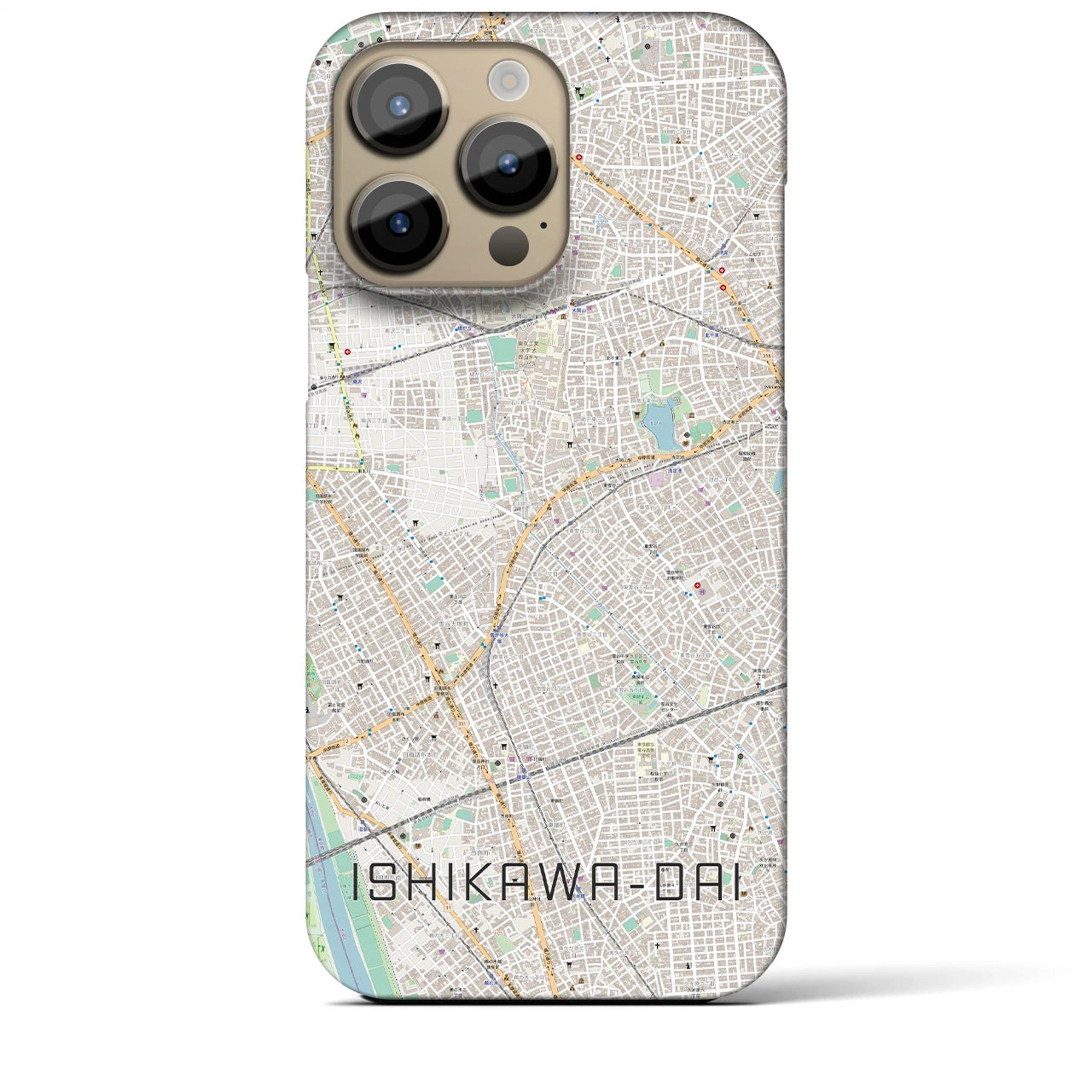 【石川台】地図柄iPhoneケース（バックカバータイプ・ナチュラル）iPhone 14 Pro Max 用