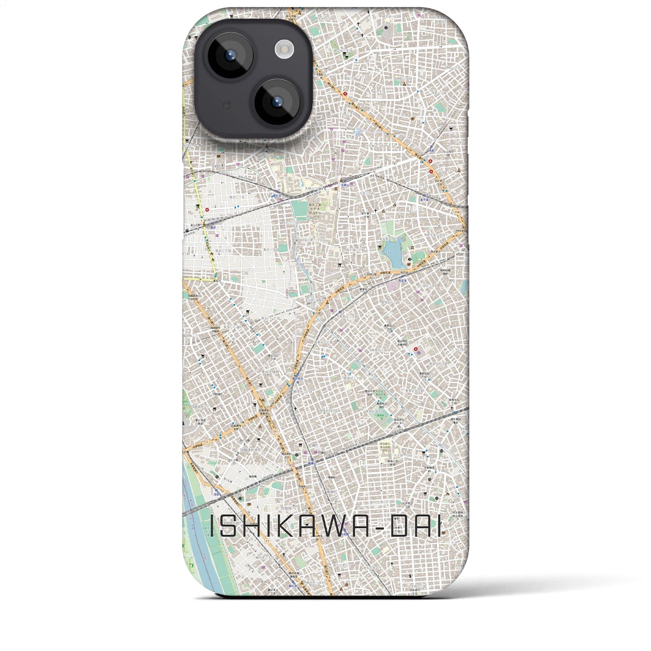 【石川台】地図柄iPhoneケース（バックカバータイプ・ナチュラル）iPhone 14 Plus 用