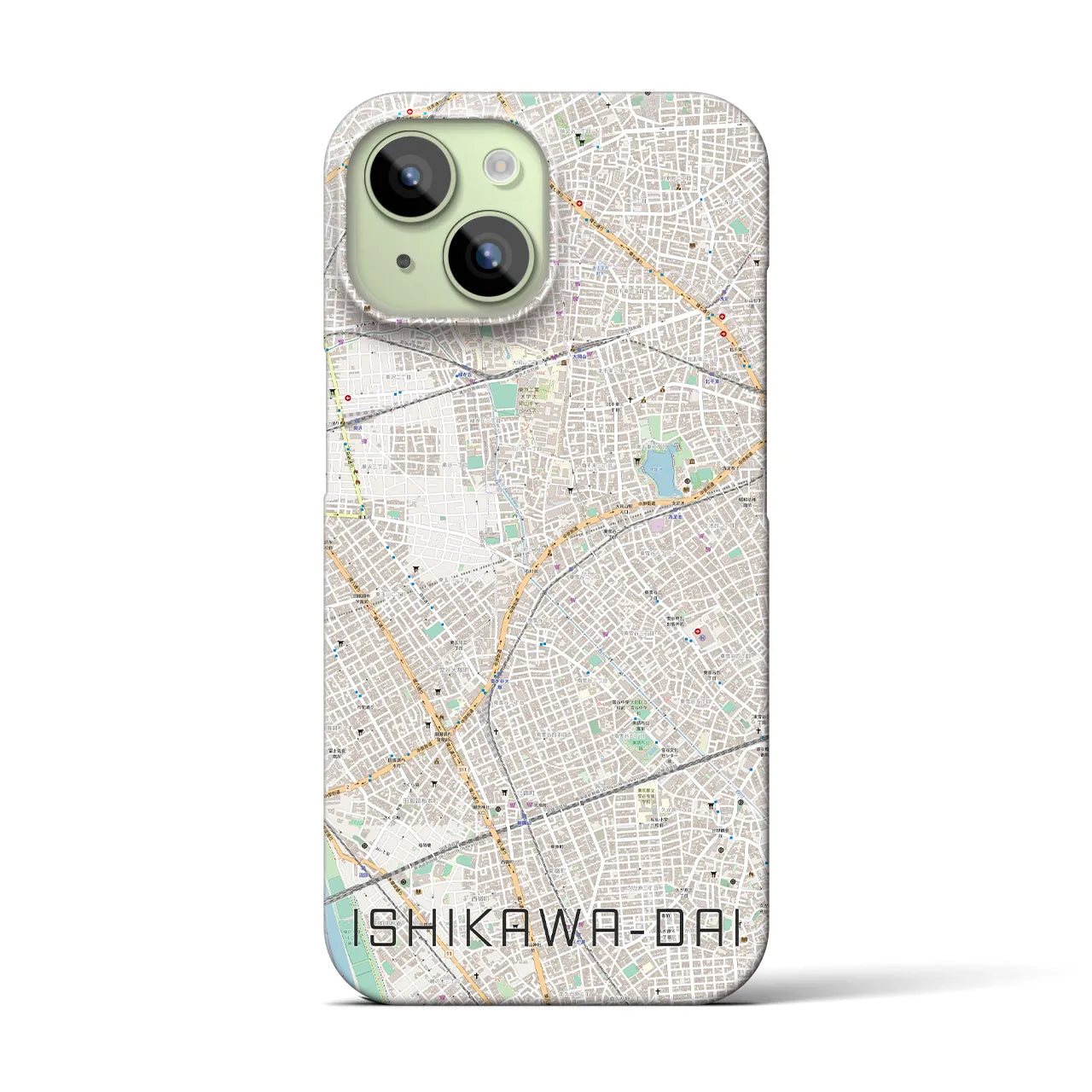 【石川台】地図柄iPhoneケース（バックカバータイプ・ナチュラル）iPhone 15 用