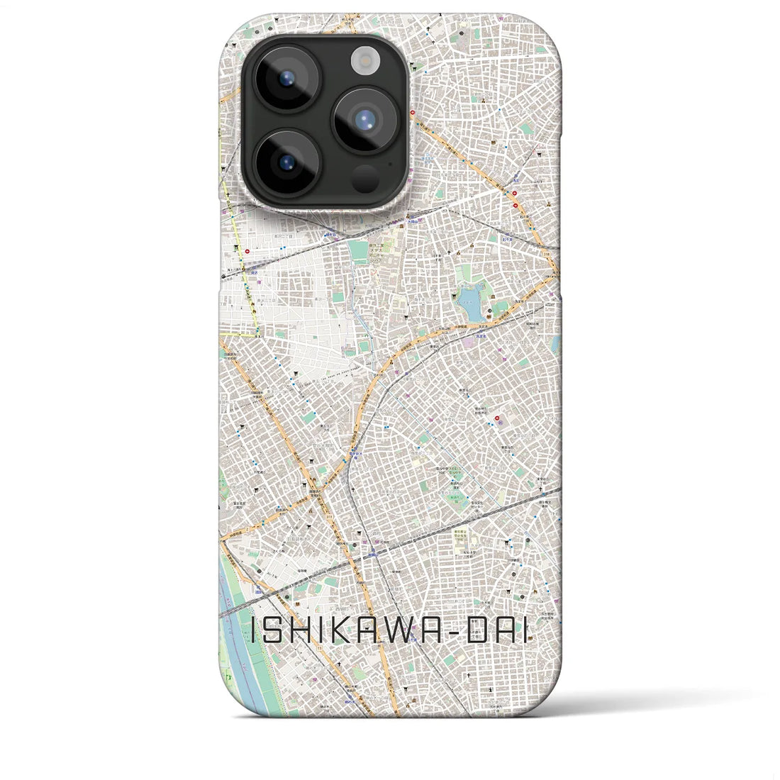 【石川台】地図柄iPhoneケース（バックカバータイプ・ナチュラル）iPhone 15 Pro Max 用