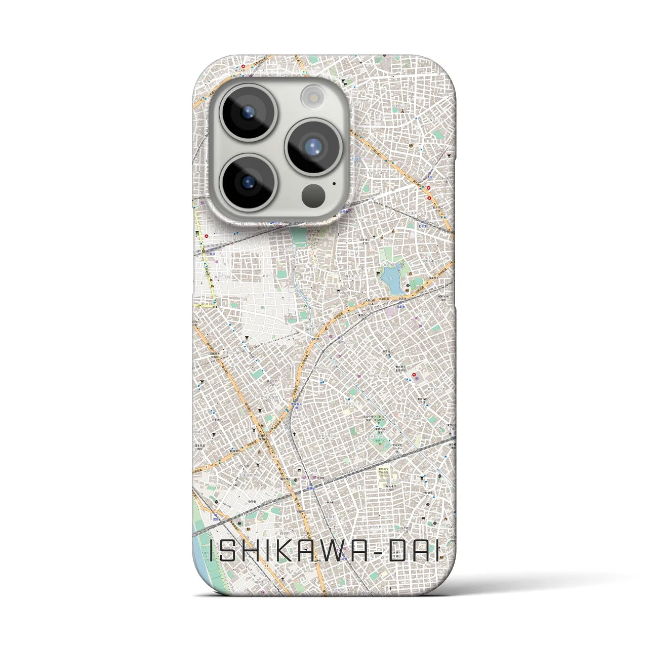 【石川台】地図柄iPhoneケース（バックカバータイプ・ナチュラル）iPhone 15 Pro 用
