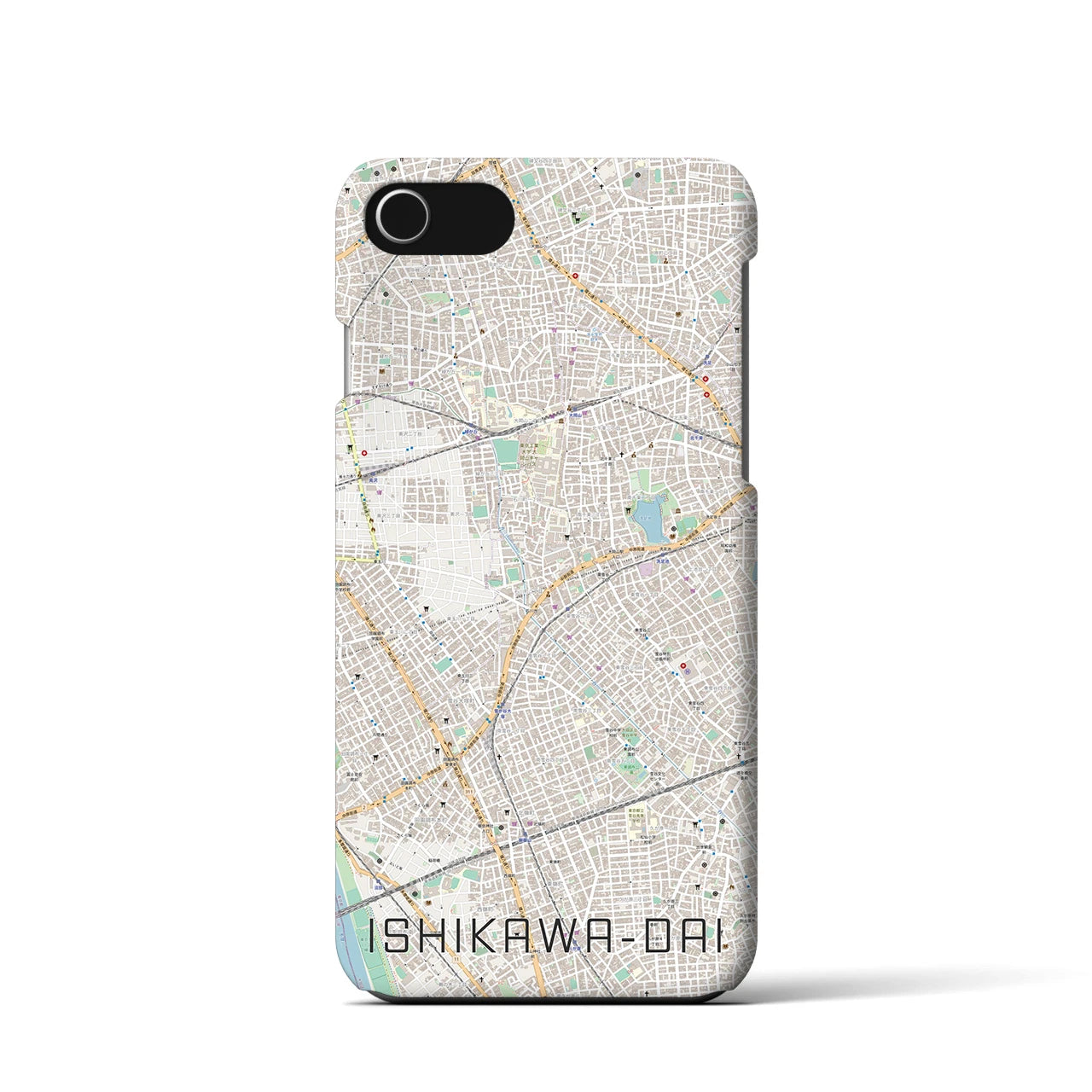 【石川台】地図柄iPhoneケース（バックカバータイプ・ナチュラル）iPhone SE（第3 / 第2世代） / 8 / 7 / 6s / 6 用