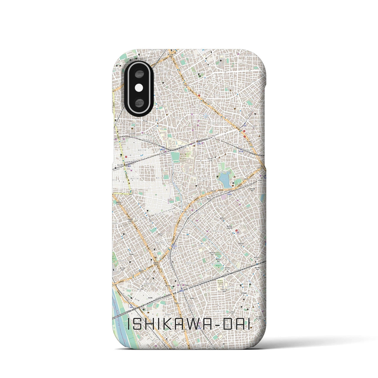 【石川台】地図柄iPhoneケース（バックカバータイプ・ナチュラル）iPhone XS / X 用