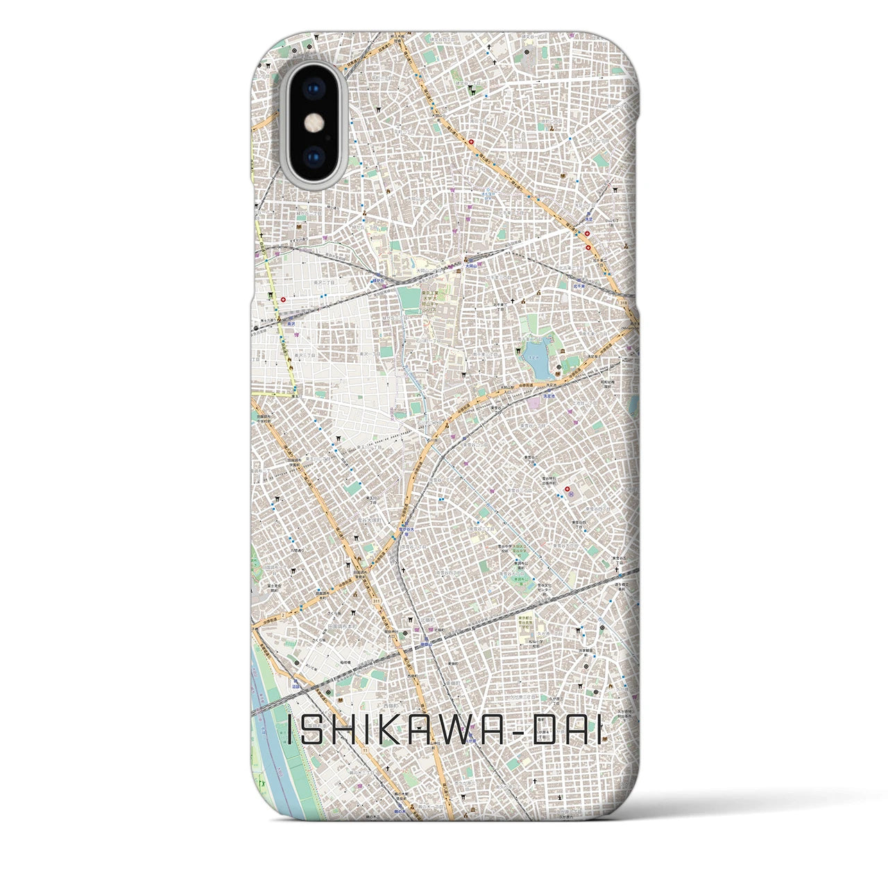 【石川台】地図柄iPhoneケース（バックカバータイプ・ナチュラル）iPhone XS Max 用