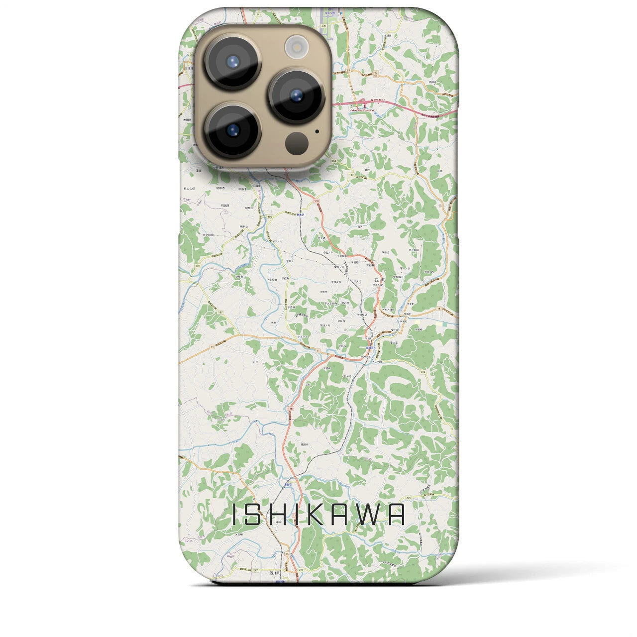 【石川】地図柄iPhoneケース（バックカバータイプ・ナチュラル）iPhone 14 Pro Max 用
