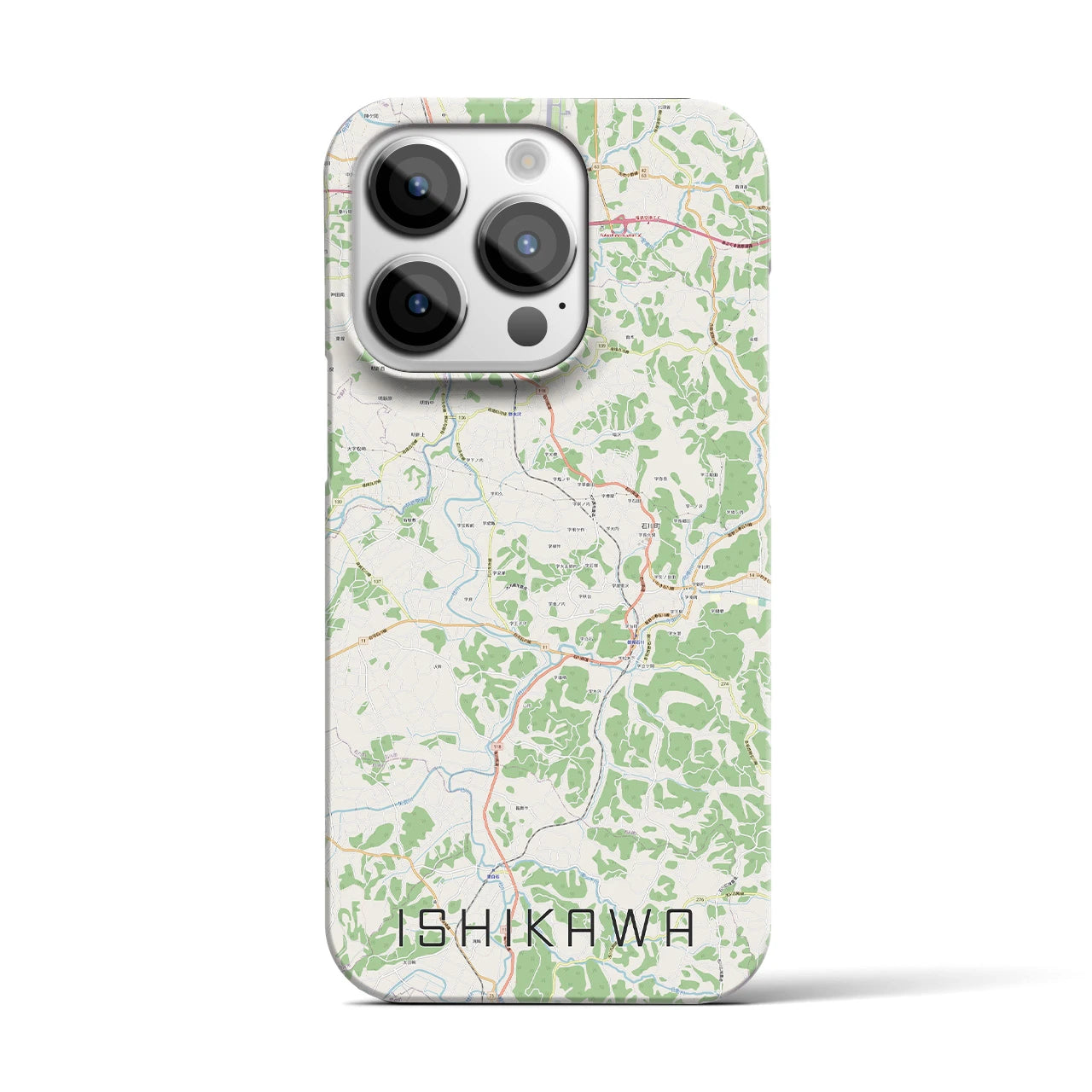 【石川】地図柄iPhoneケース（バックカバータイプ・ナチュラル）iPhone 14 Pro 用