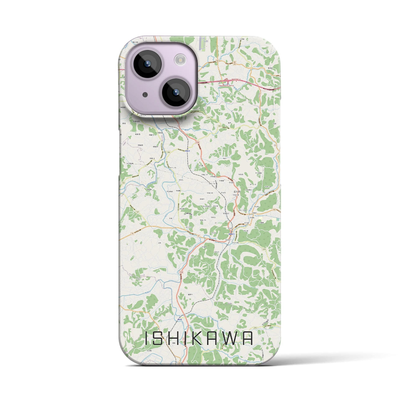 【石川】地図柄iPhoneケース（バックカバータイプ・ナチュラル）iPhone 14 用