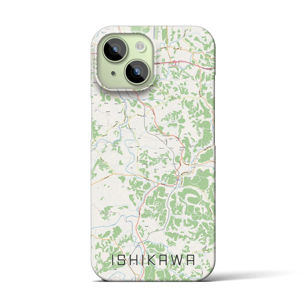 【石川】地図柄iPhoneケース（バックカバータイプ・ナチュラル）iPhone 15 用