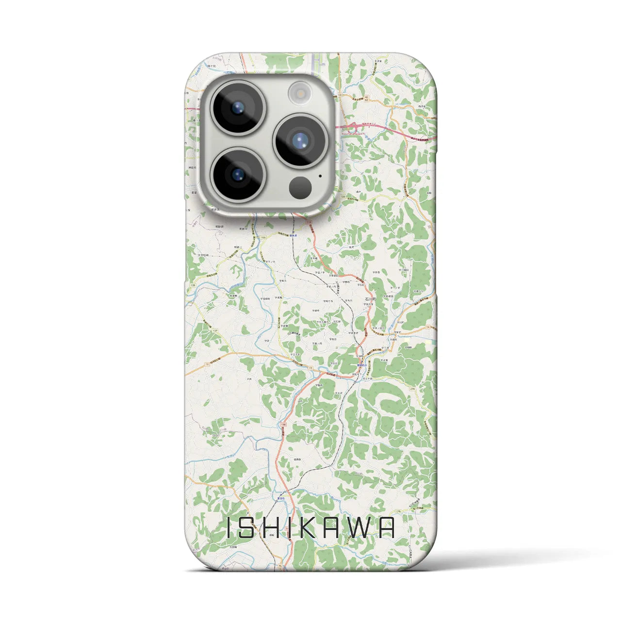 【石川】地図柄iPhoneケース（バックカバータイプ・ナチュラル）iPhone 15 Pro 用