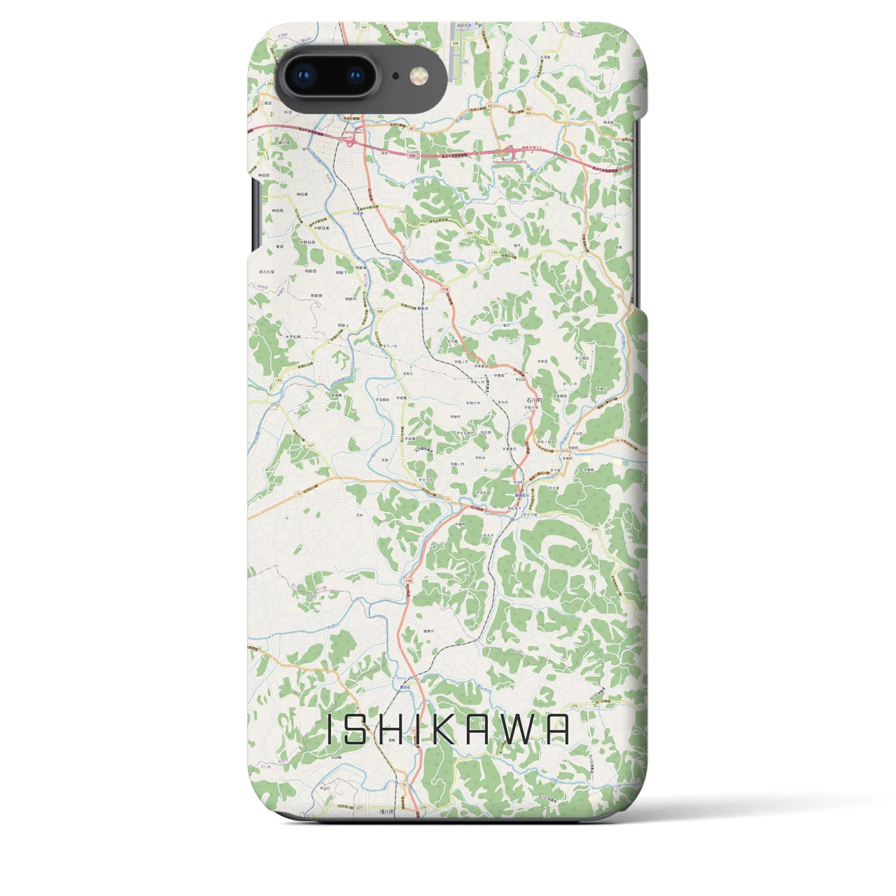 【石川】地図柄iPhoneケース（バックカバータイプ・ナチュラル）iPhone 8Plus /7Plus / 6sPlus / 6Plus 用
